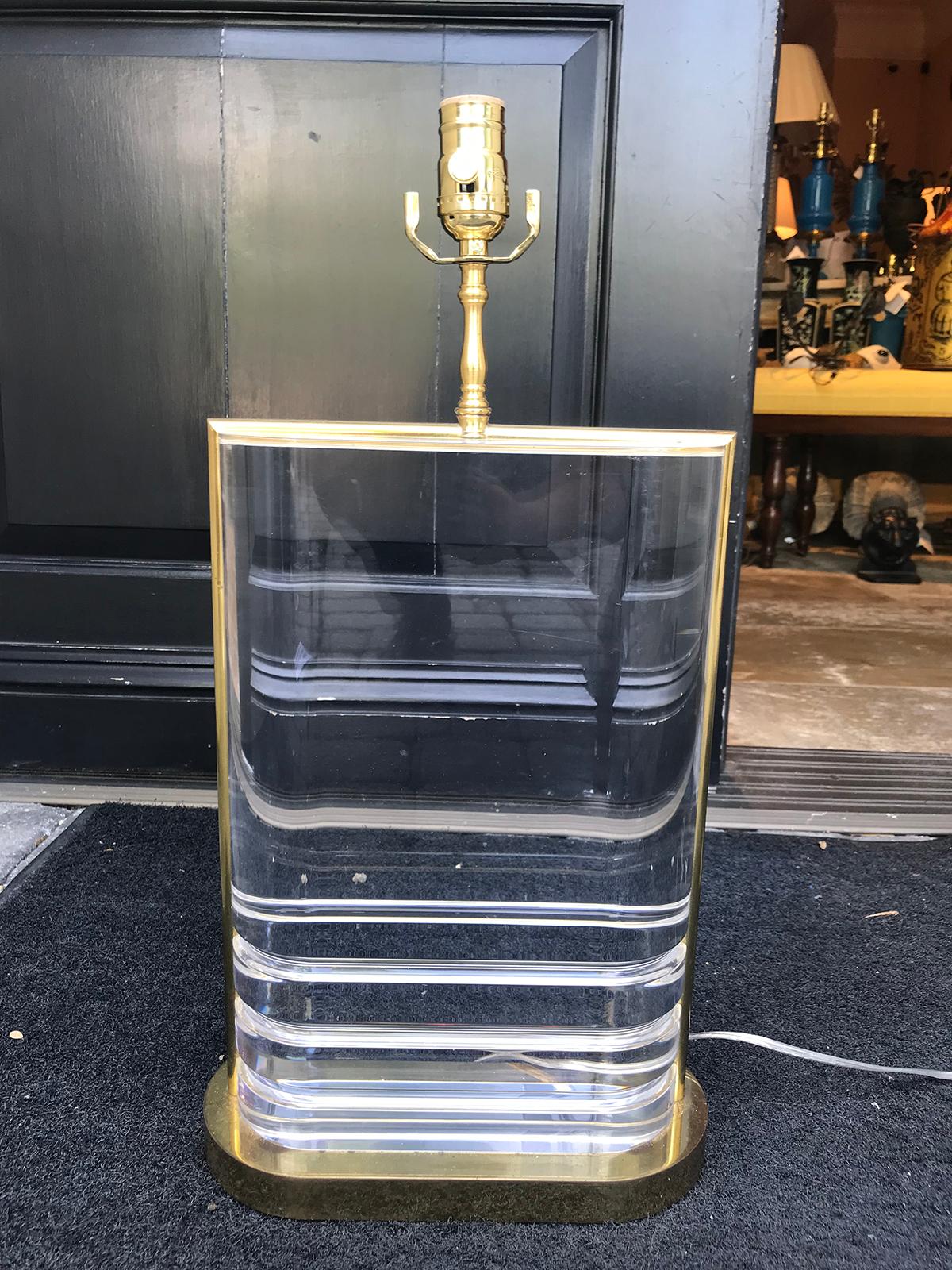 Mid-20th Century brass / Lucite Karl Springer style lamp, exceptional.