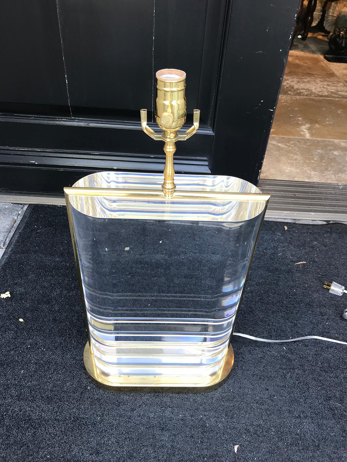 Mid-20th Century Brass / Lucite Karl Springer Style Lamp, Exceptional In Good Condition In Atlanta, GA