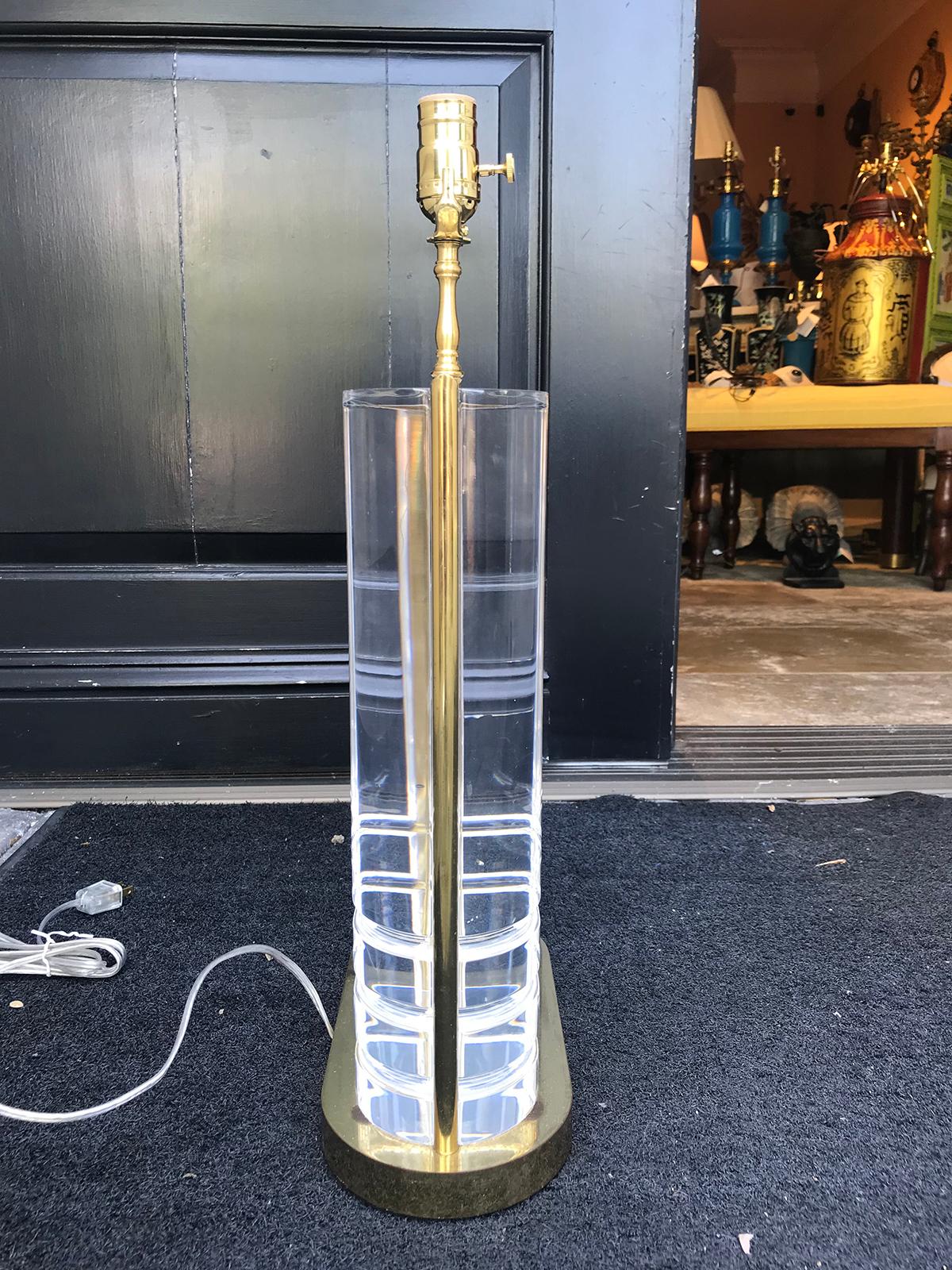 Mid-20th Century Brass / Lucite Karl Springer Style Lamp, Exceptional 2