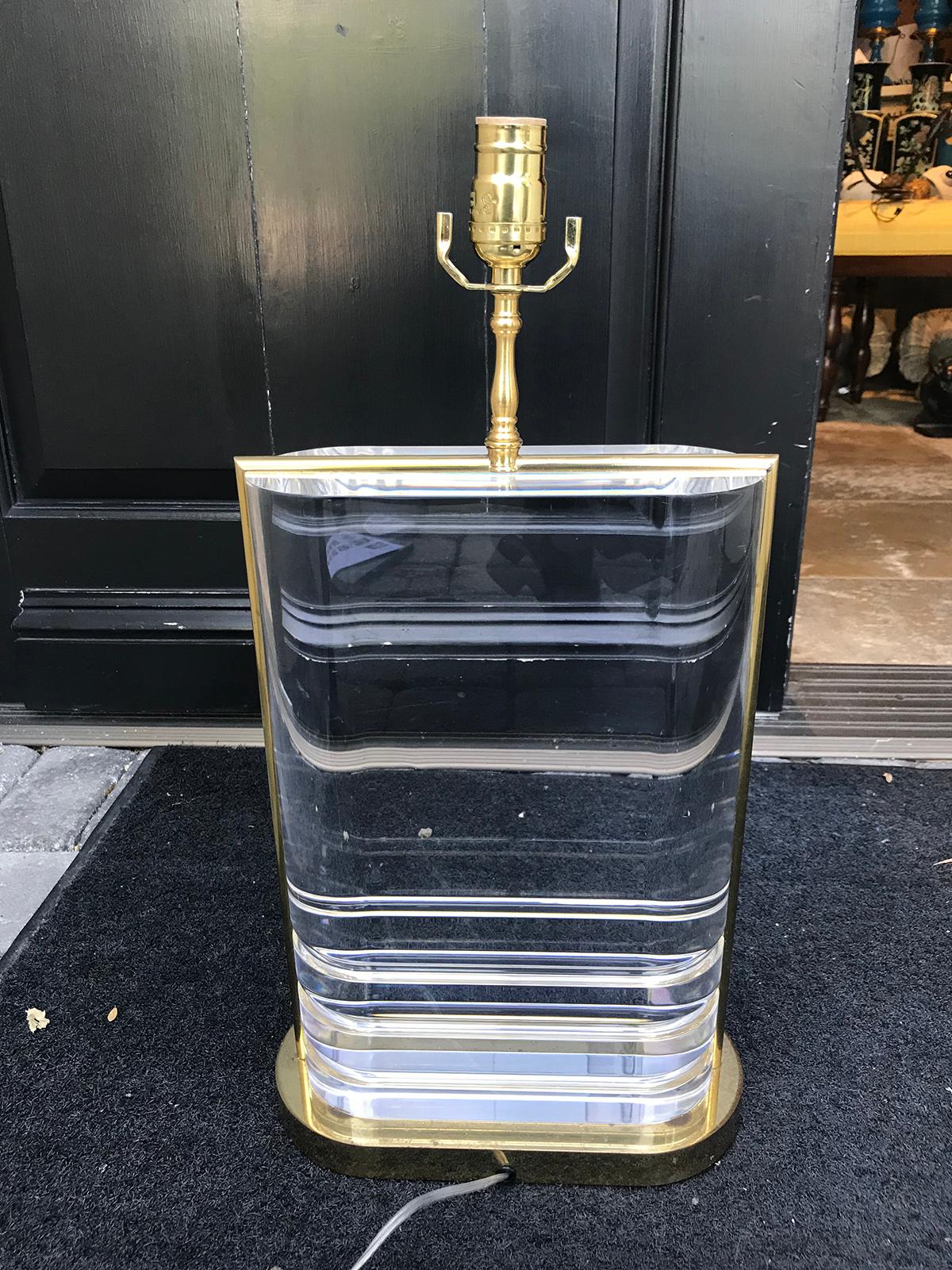 Mid-20th Century Brass / Lucite Karl Springer Style Lamp, Exceptional 3