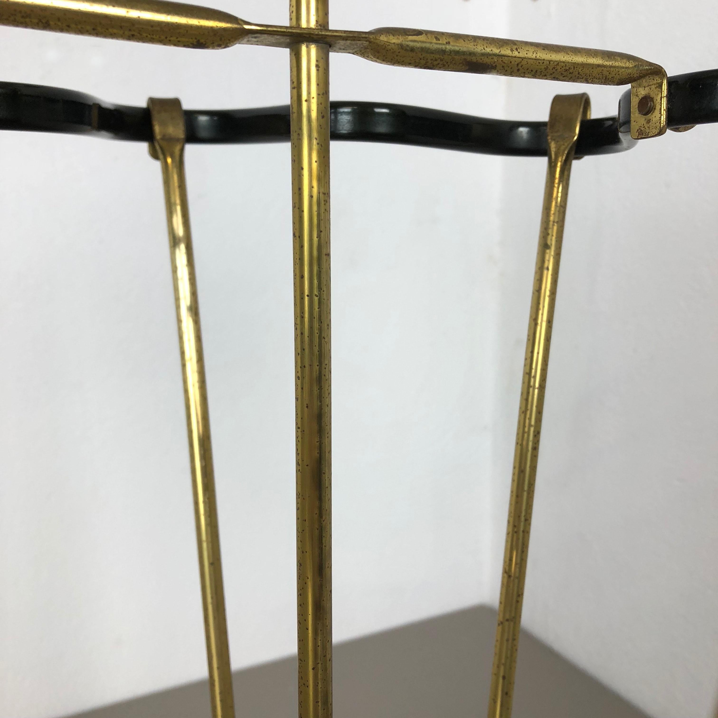 Bauhaus Midcentury Brass Mategot Style Hollywood Regency Umbrella Stand, France, 1950s For Sale