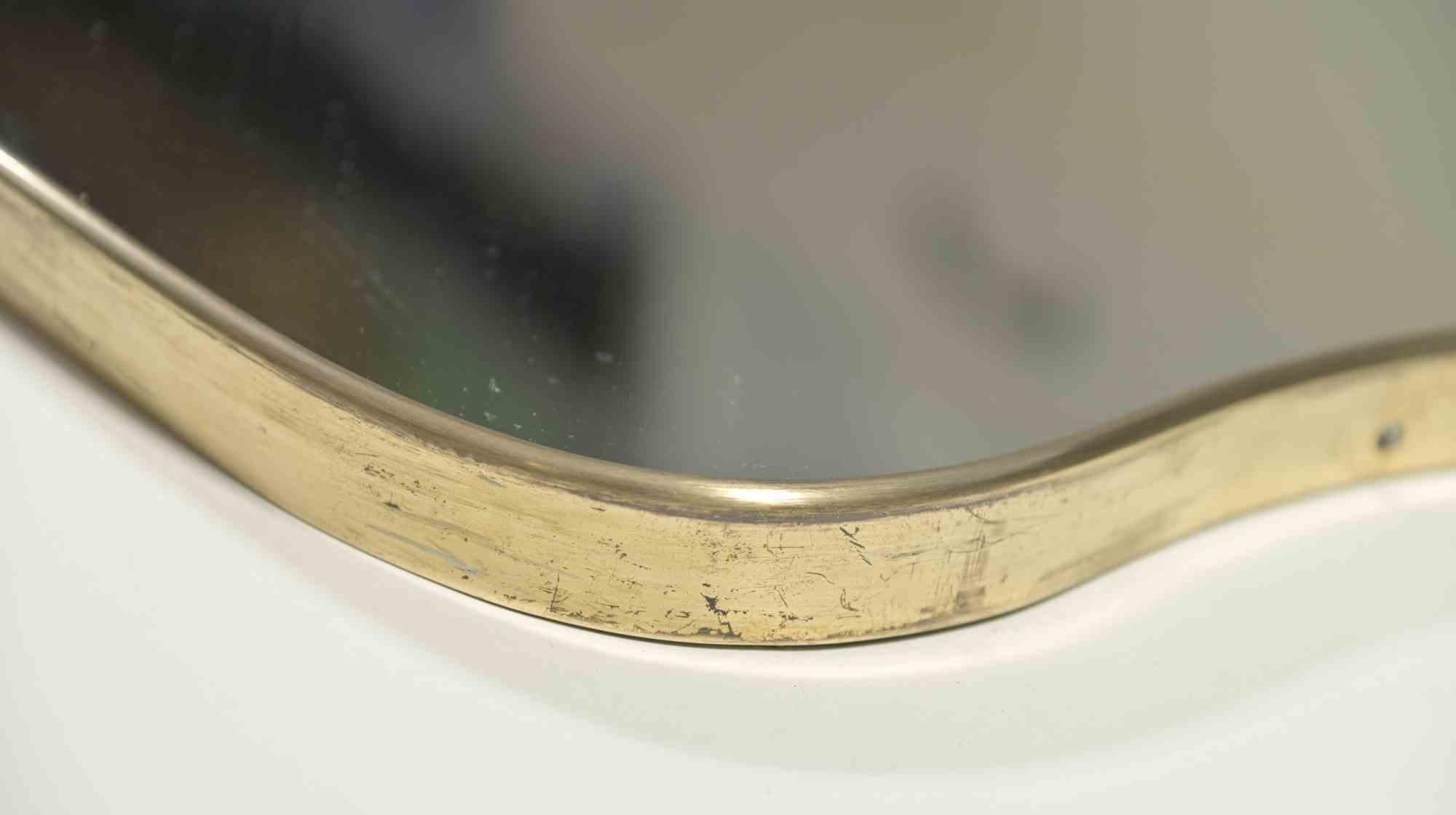 Italian Midcentury Brass Mirror, Italy, Mid-20th Century For Sale