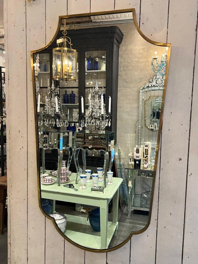 Italian Midcentury Brass Mirror-Shield Like Shape, Italy For Sale