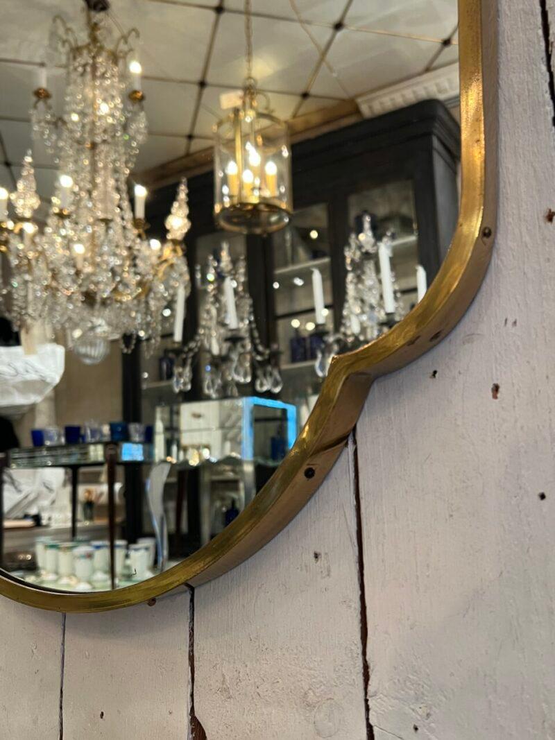 Midcentury Brass Mirror-Shield Like Shape, Italy In Good Condition For Sale In Copenhagen K, DK