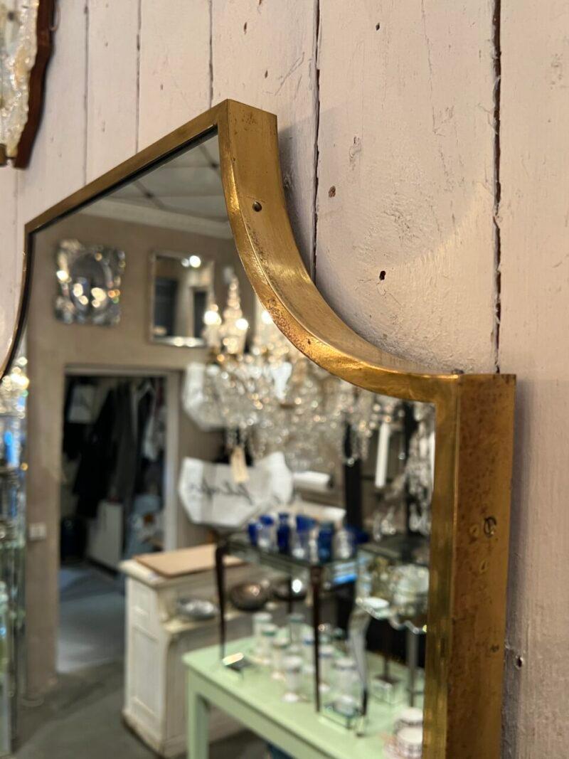 20th Century Midcentury Brass Mirror-Shield Like Shape, Italy For Sale