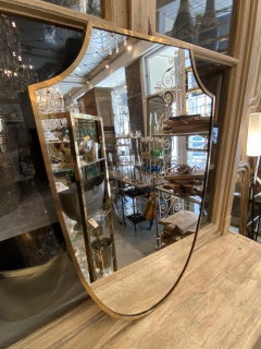 Midcentury Brass Mirror-Shield Shape, Italy