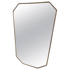 Midcentury Brass Mirror-Stunning Shape, Italy Midcentury Brass Mirror-Stunning Shape, Italy