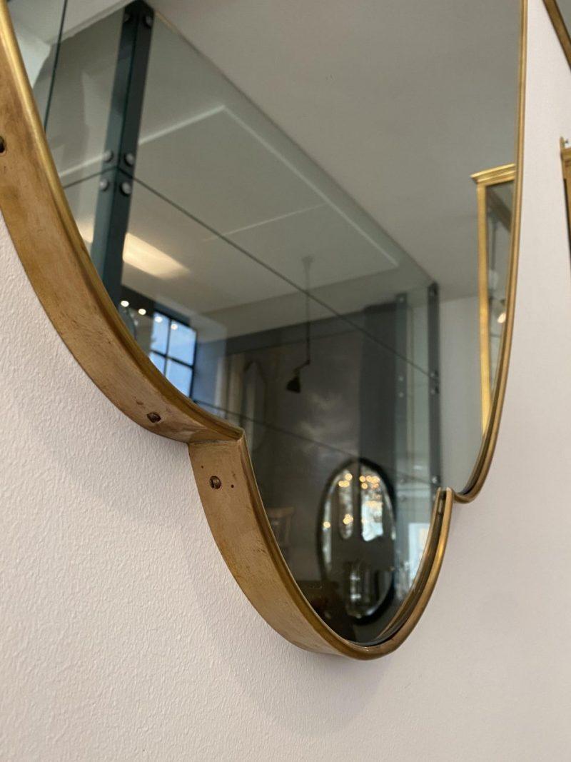 Midcentury Brass Mirror with Eye Catching Frame-Italy In Good Condition In Copenhagen K, DK