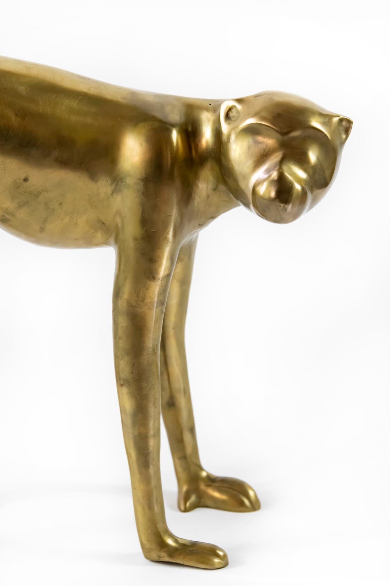 Midcentury brass monkey sculpture.