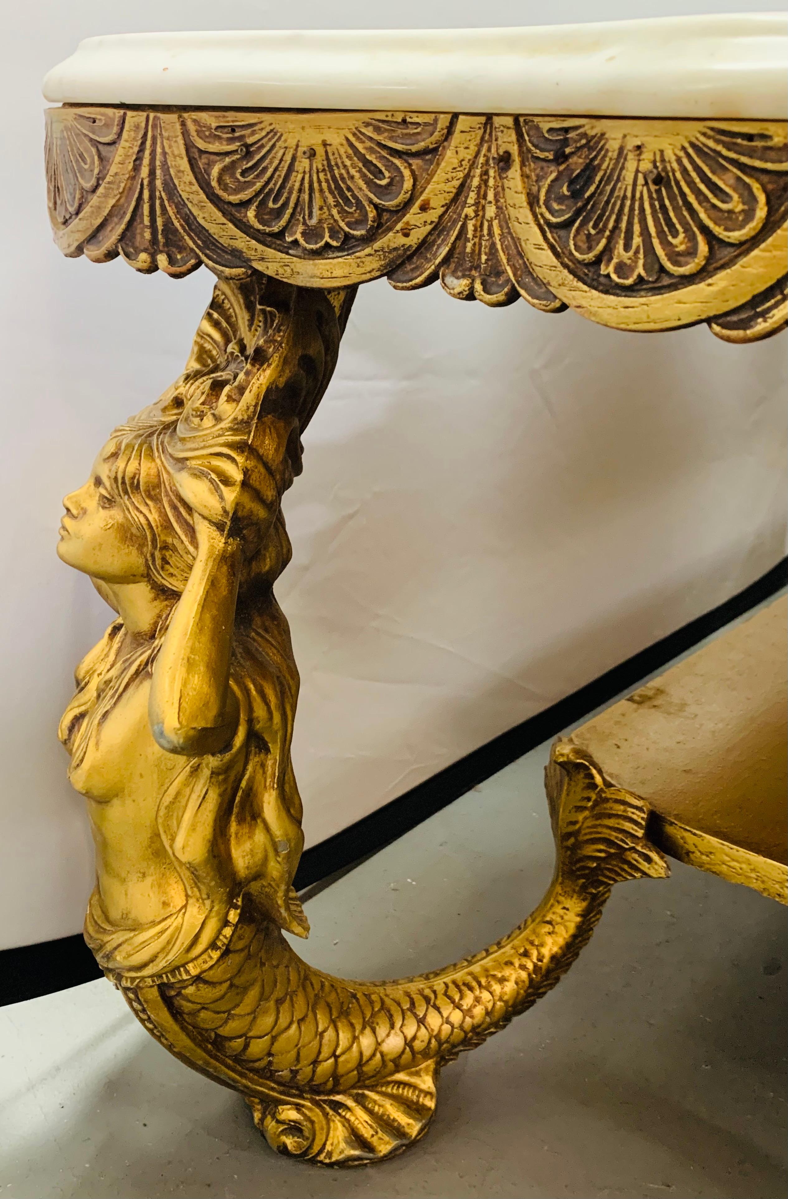 Midcentury Brass Myth Mermaid Sculptural & Marble Coffee or Cocktail Table 3