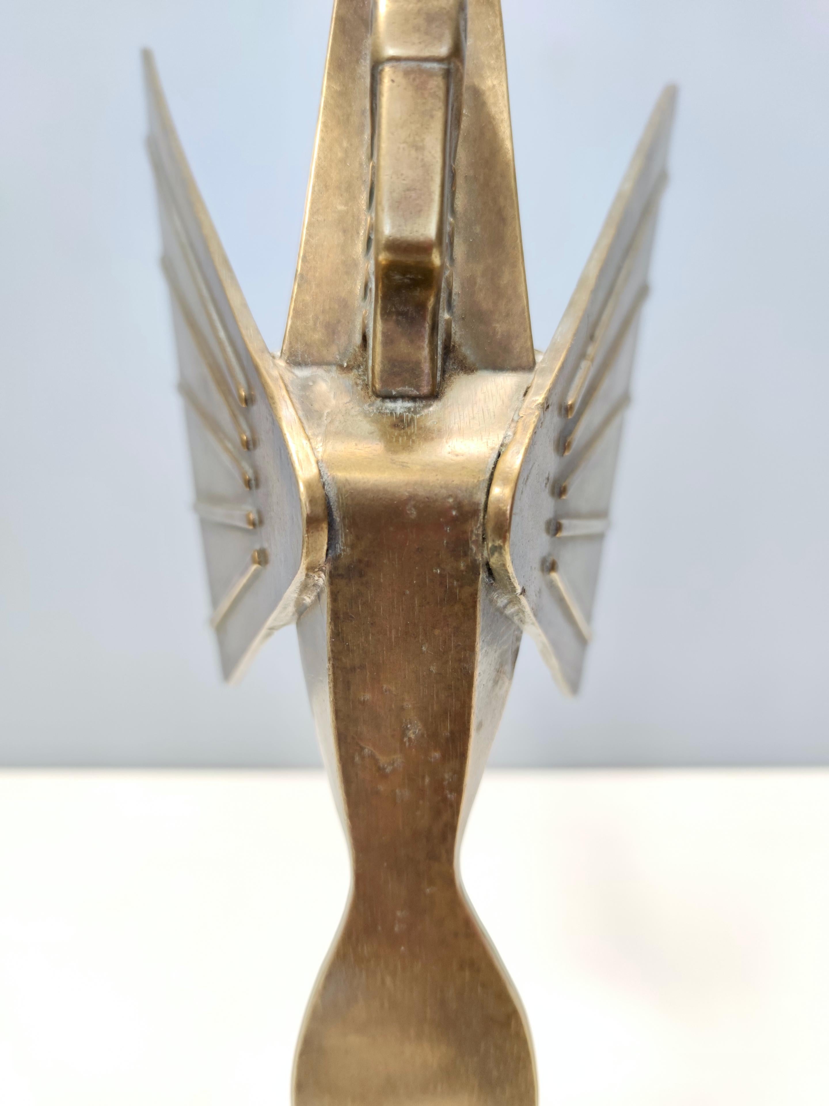 Brass Decorative Object with a Marble Pedestal Representing the Goddess Nike For Sale 3