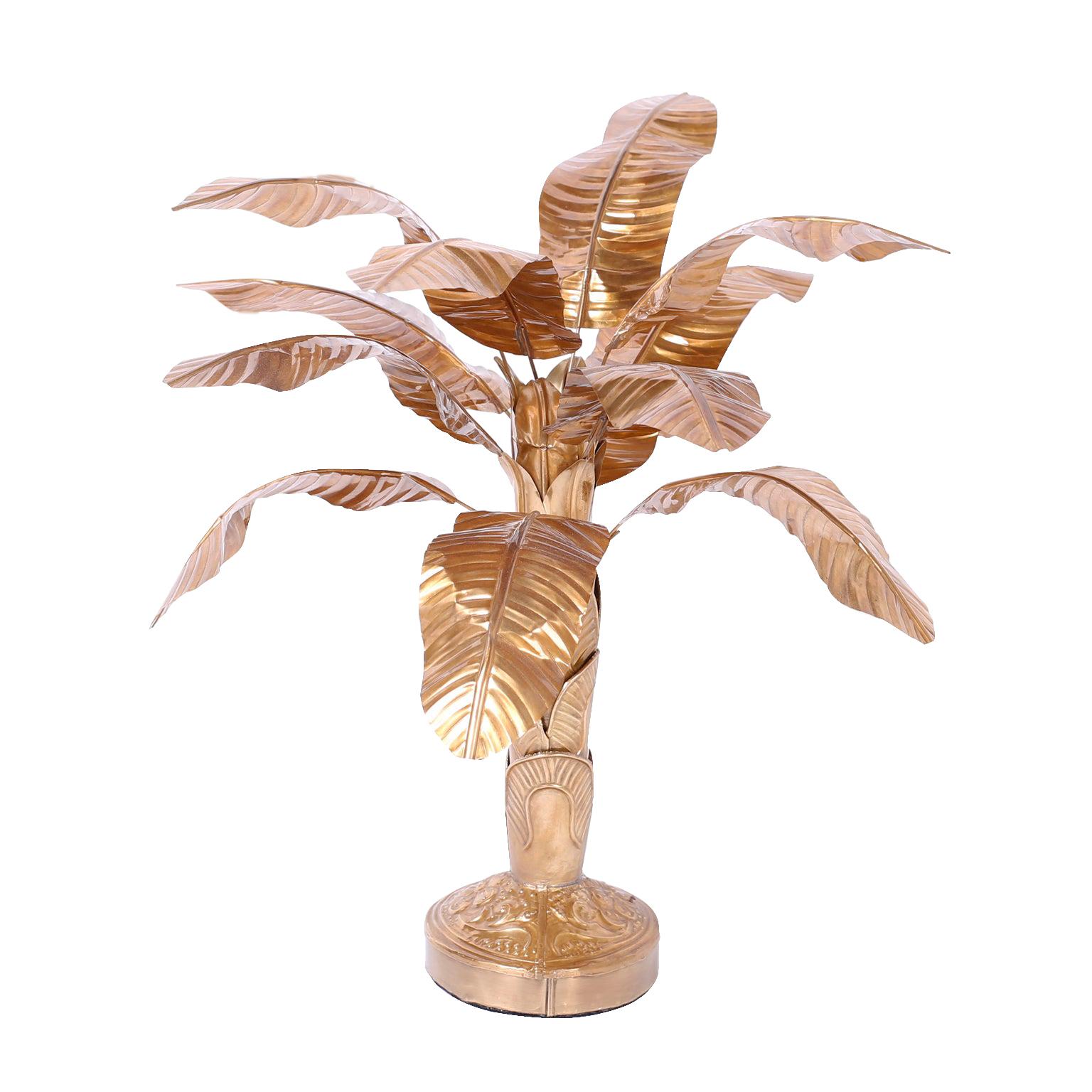 Escultura de palmera de latón de mediados de siglo
