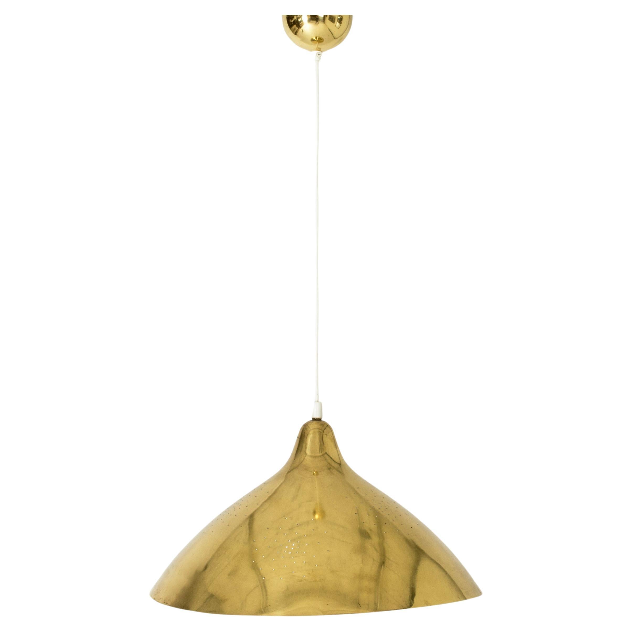 Midcentury Brass Pendant Lamp by Lisa Johansson-Pape, Orno, Finland, 1950s For Sale