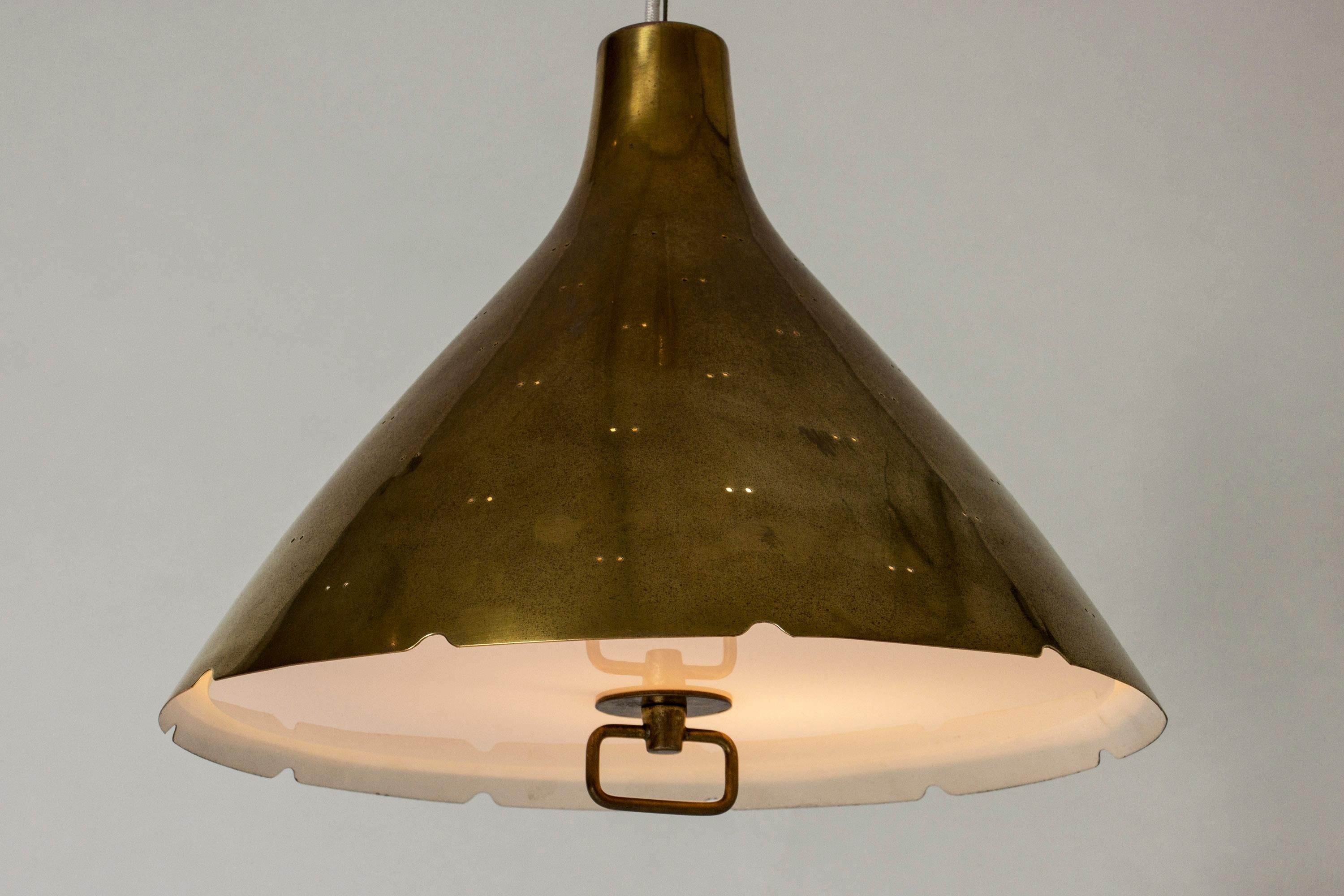 Finnish Midcentury Brass Pendant Lamp by Paavo Tynell for Taito Oy, Finland, 1950s For Sale
