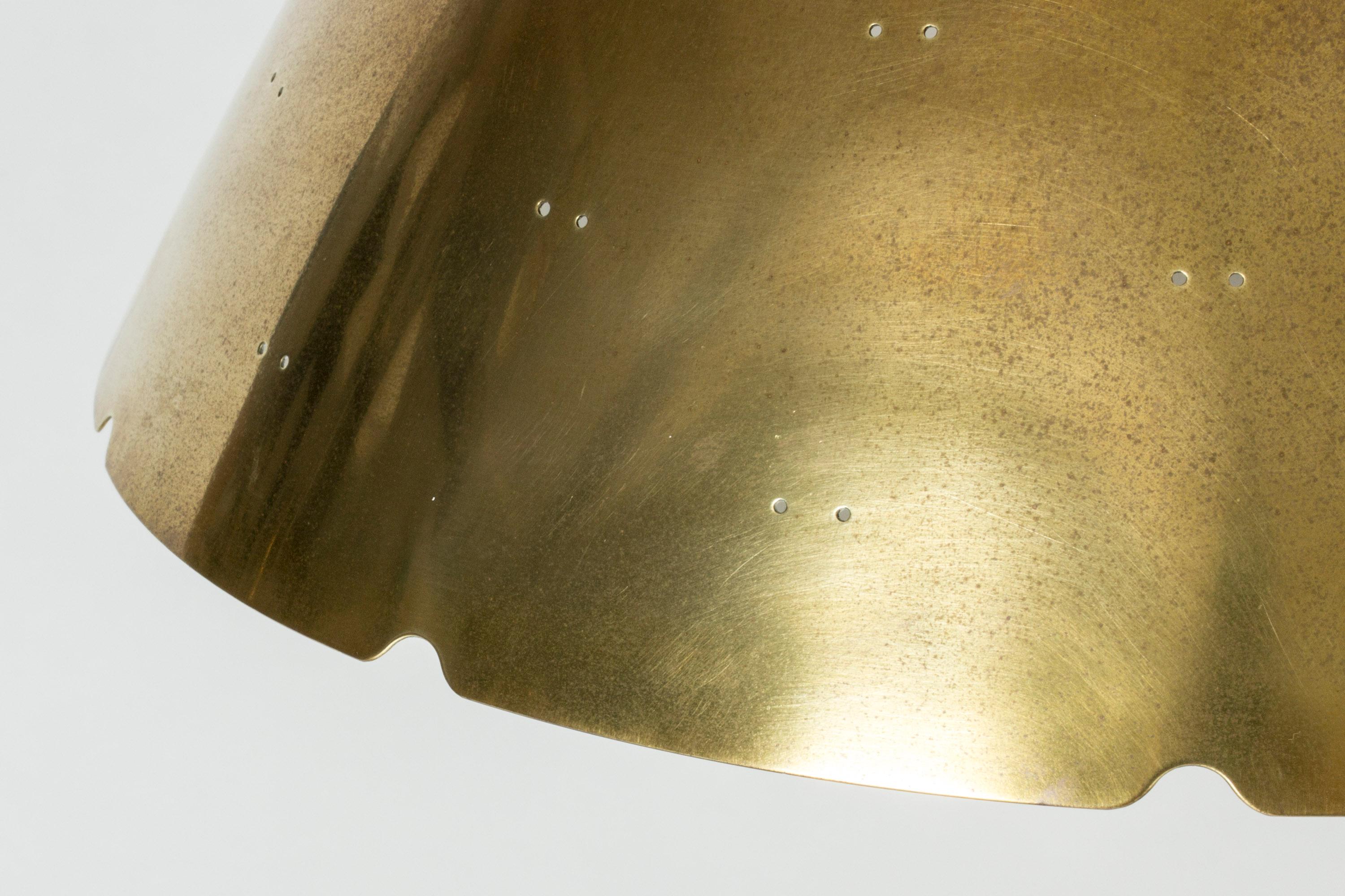 Glass Midcentury Brass Pendant Lamp by Paavo Tynell for Taito Oy, Finland, 1950s For Sale