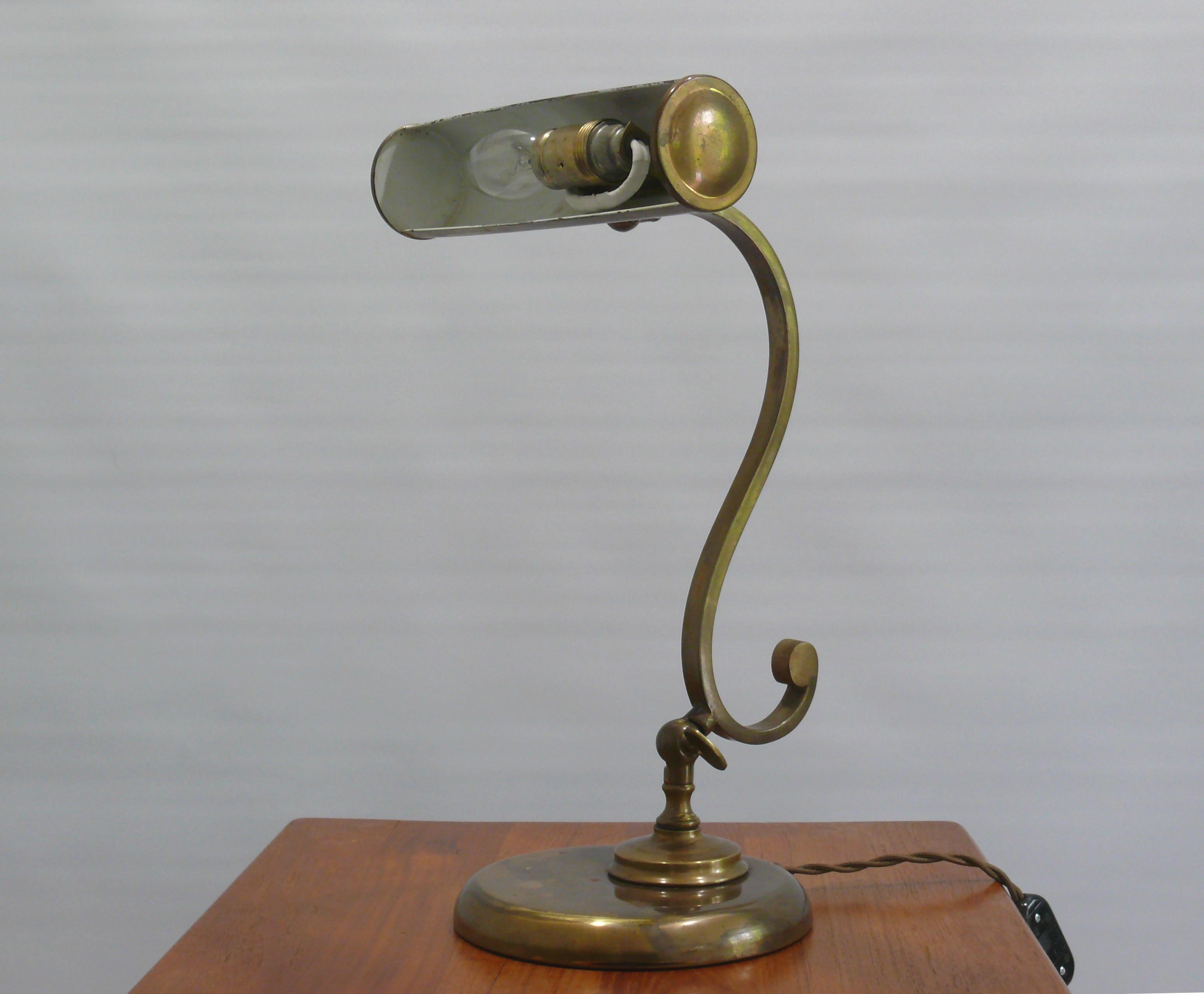 Art Nouveau Midcentury Brass Piano Lamp, 1950s For Sale