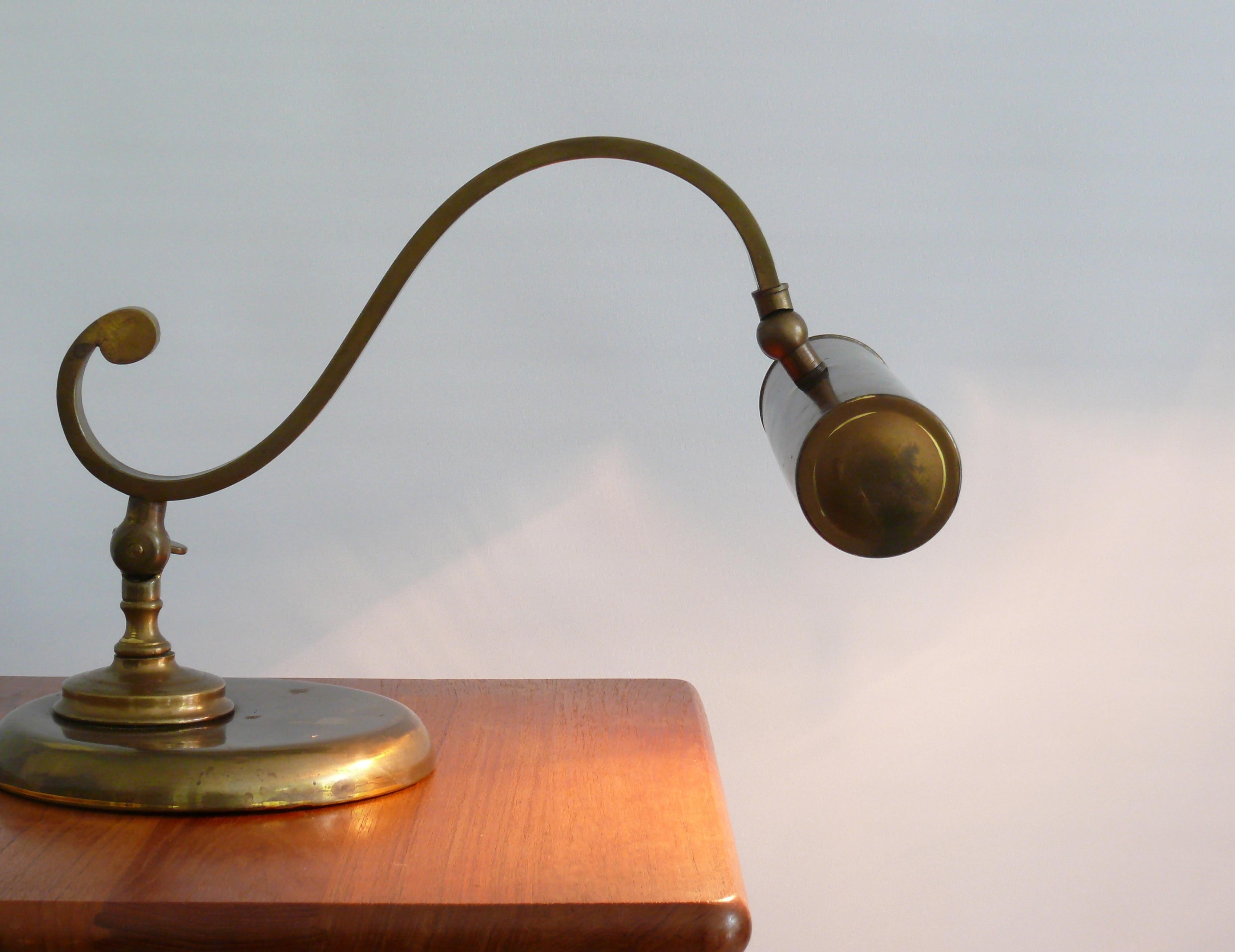 Midcentury Brass Piano Lamp, 1950s In Good Condition For Sale In Schwerin, MV