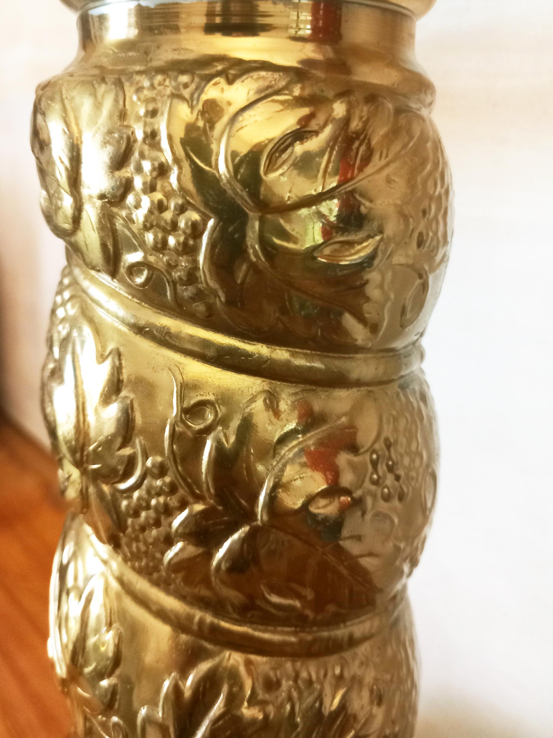 Mid-Century Modern Planter for floor shaped brass cup or chalice Solomonic column For Sale