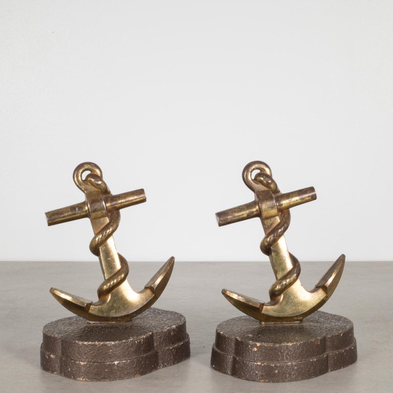Midcentury BrassPlated Anchor Bookends, circa 1950 For Sale at 1stDibs