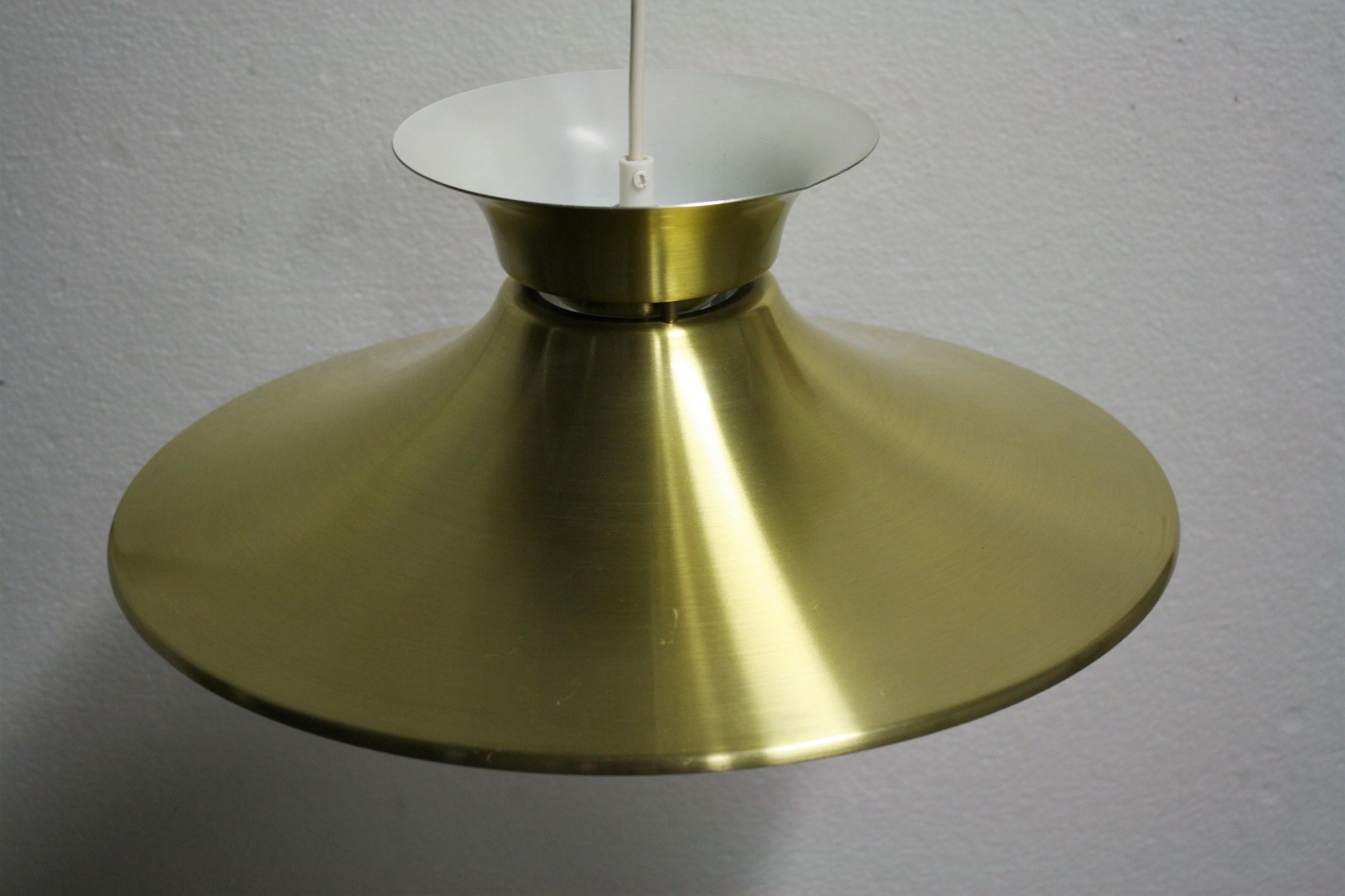 Midcentury Brass Scandinavian Pendant Light, Denmark, 1970s 2