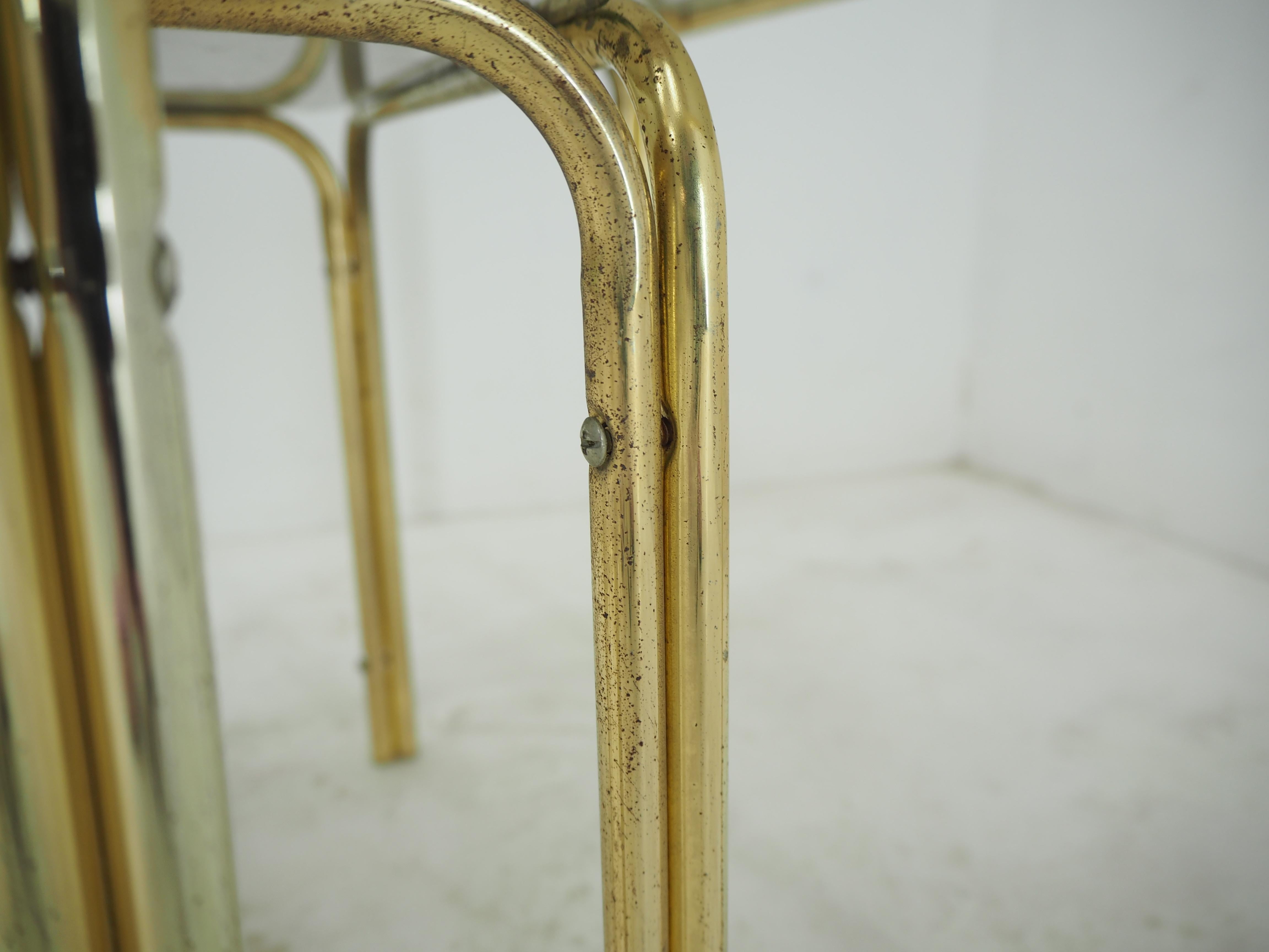 Midcentury Brass & Smoked Glass Nesting Tables, 1970s For Sale 8