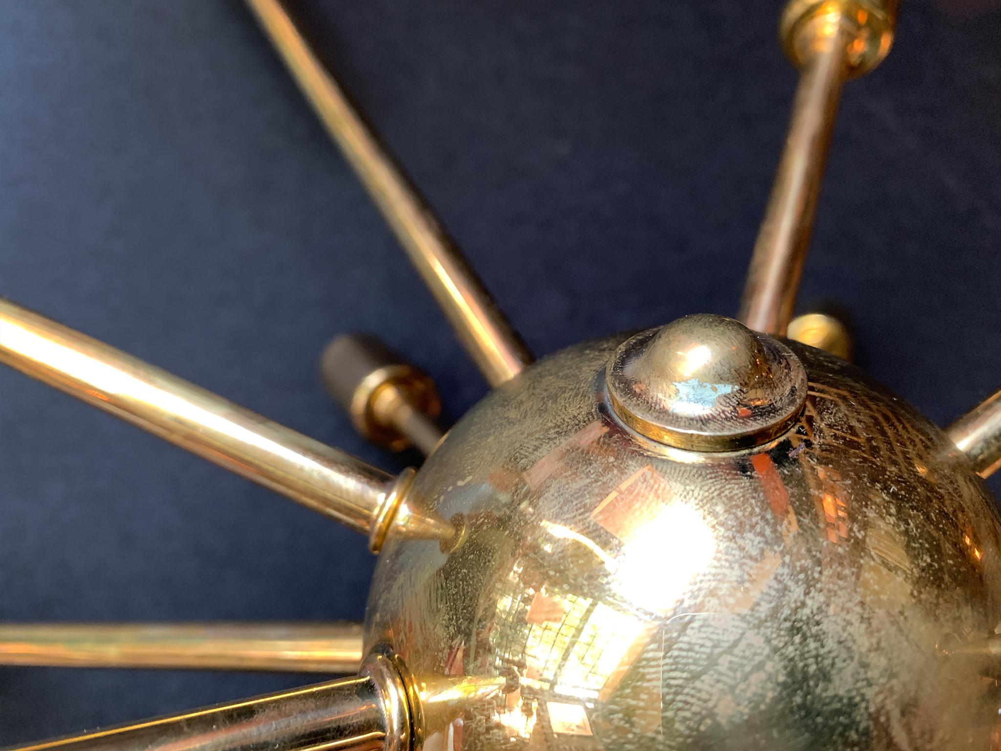 Midcentury Brass Sputnik Chandelier For Sale 7