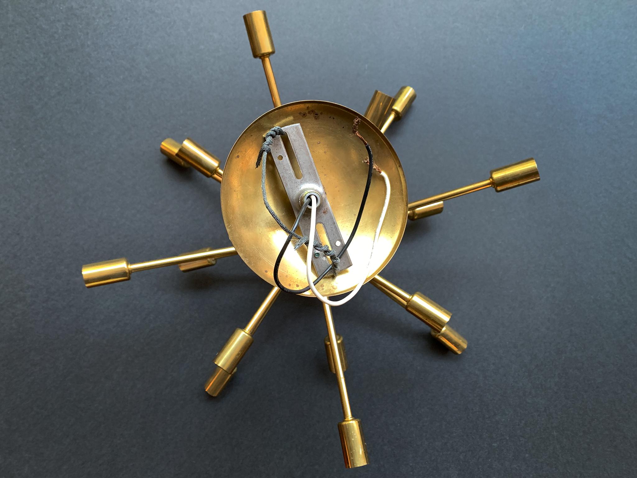 20th Century Midcentury Brass Sputnik Chandelier For Sale