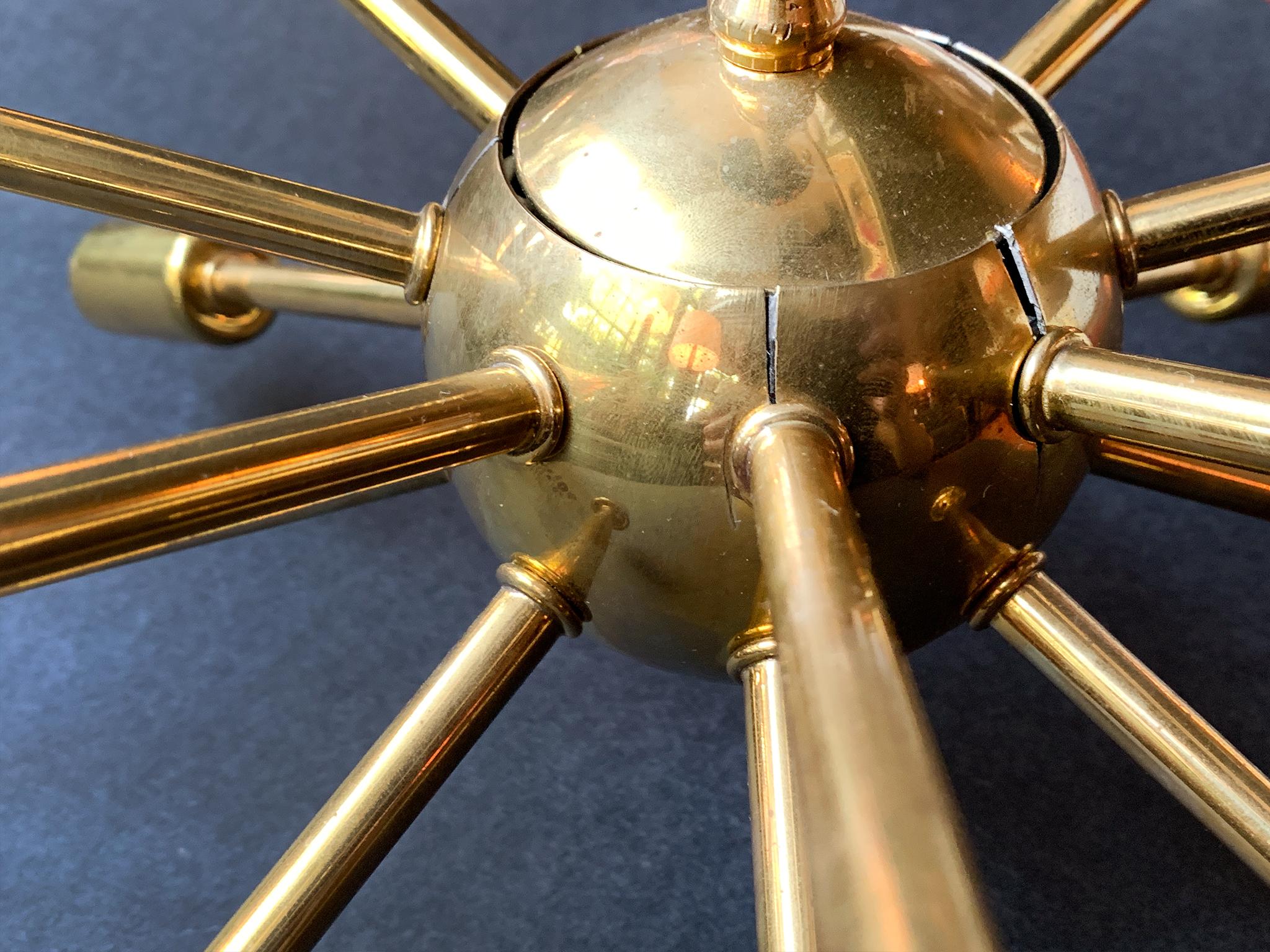 Midcentury Brass Sputnik Chandelier For Sale 2