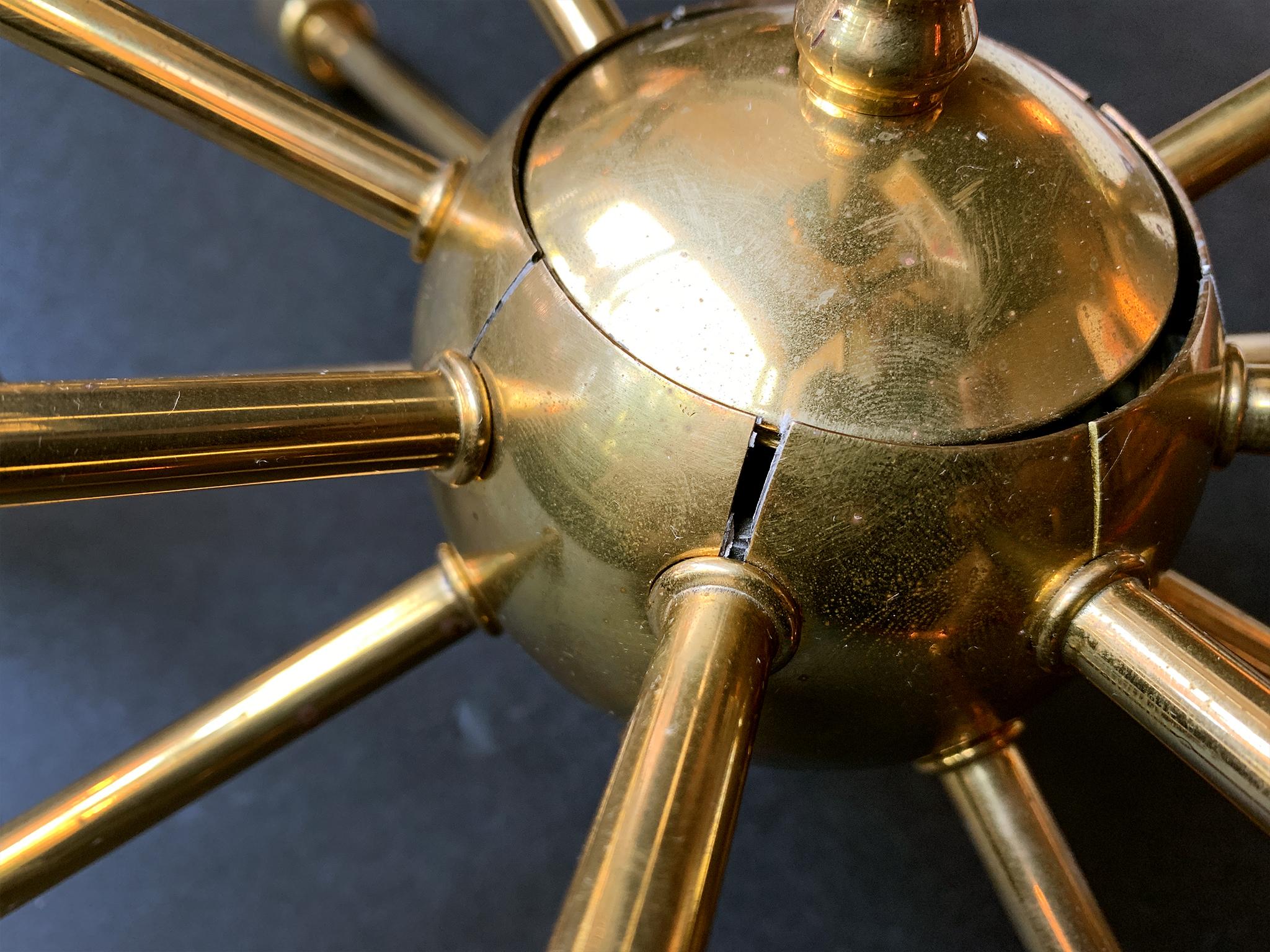 Midcentury Brass Sputnik Chandelier For Sale 3