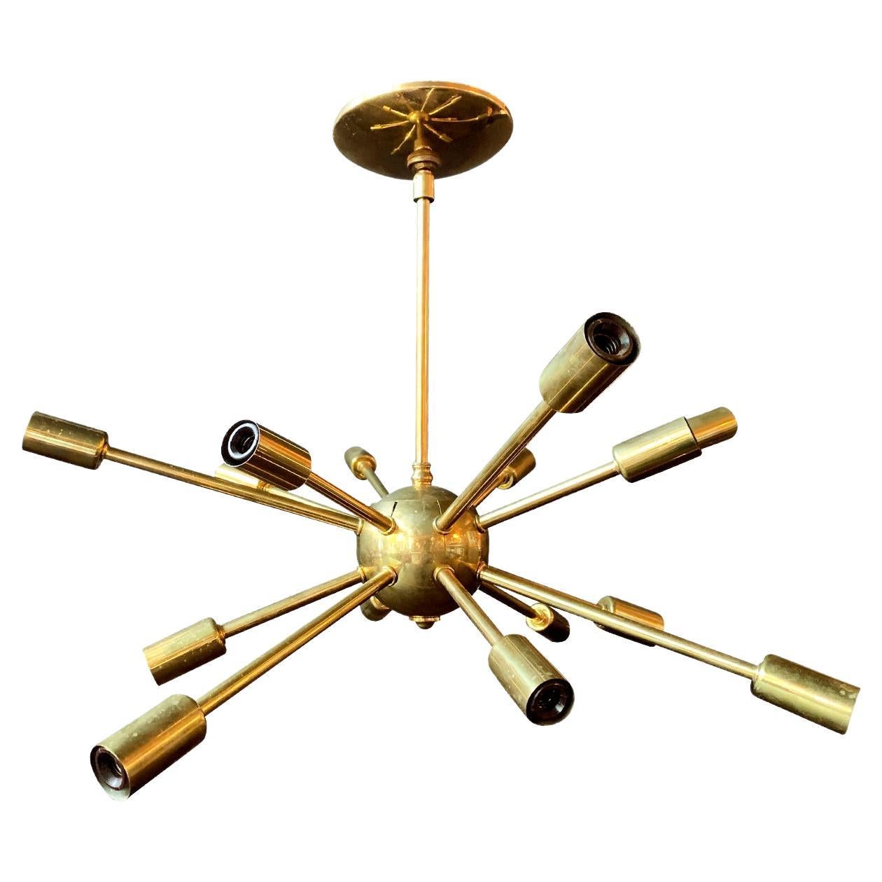 Midcentury Brass Sputnik Chandelier For Sale