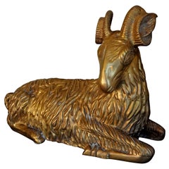 Midcentury Brass Statue of a Ram