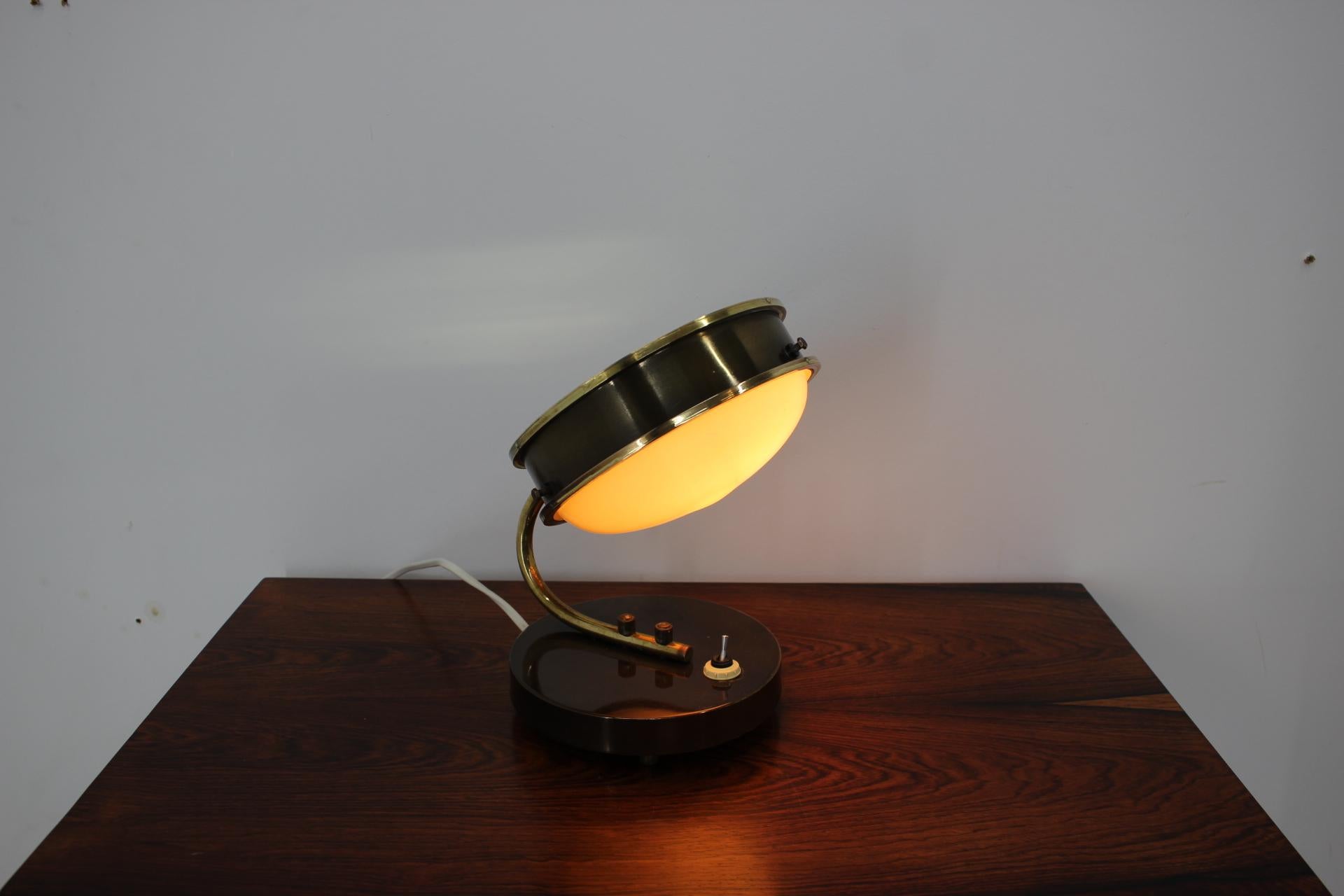 Czech Midcentury Brass Table Lamp, 1950s For Sale