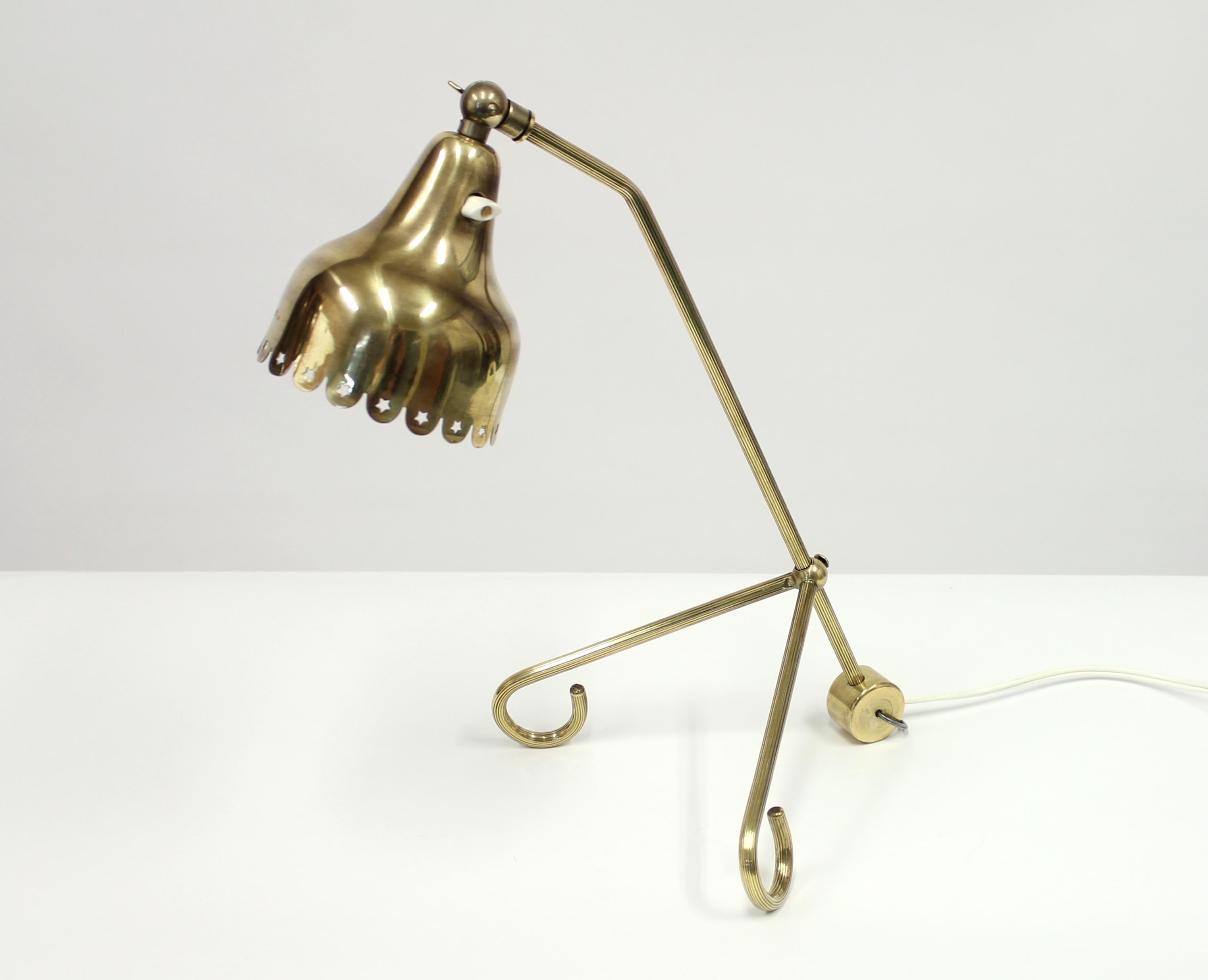 Mid-20th Century Midcentury Brass Table Lamp, Attribute to Svend Aage Holm-Sørensen, 1950s