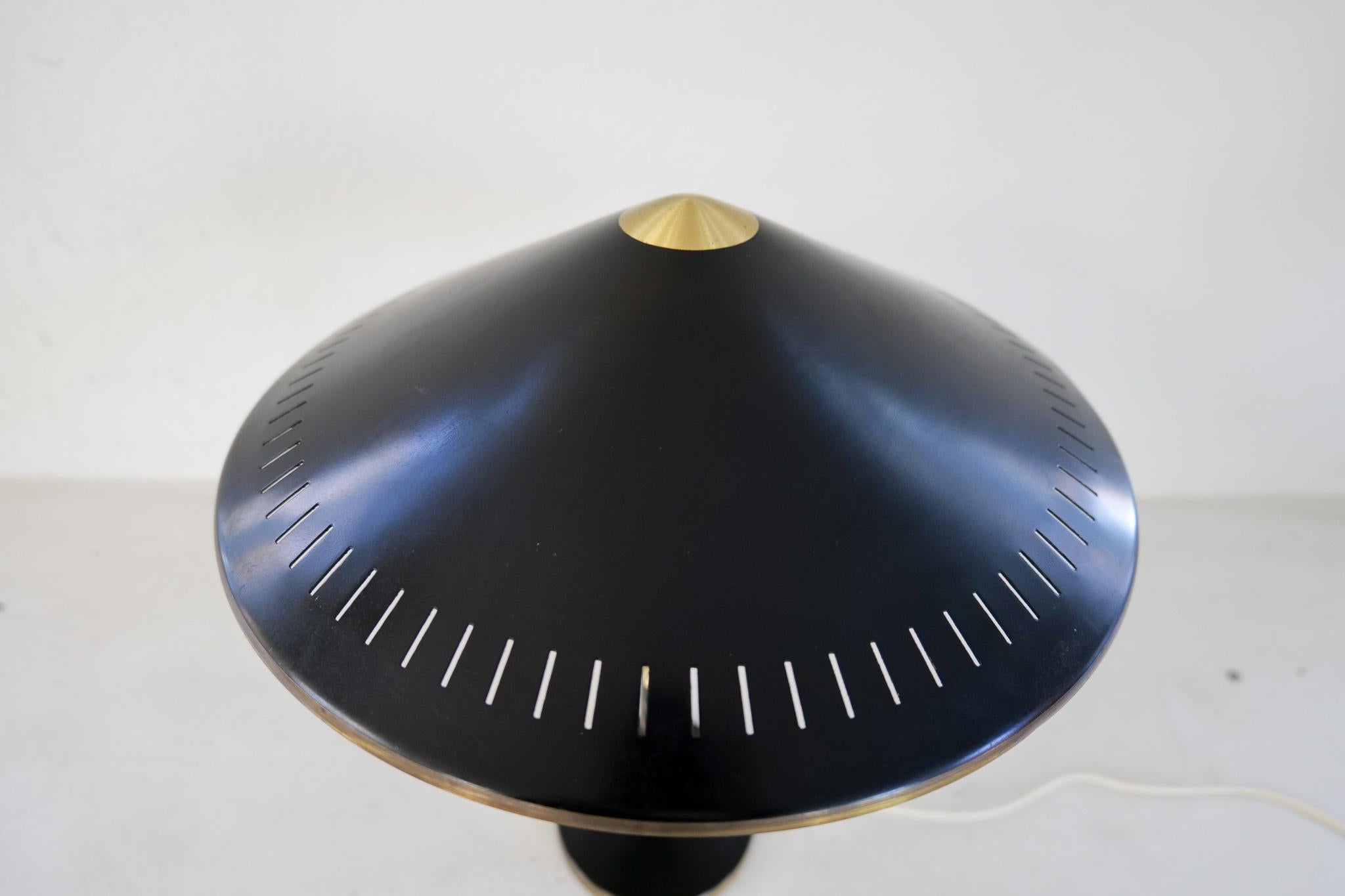 Metal Midcentury Modern Table Lamp by Bent Karlby Produced by Lyfa in Denmark, 1956 For Sale