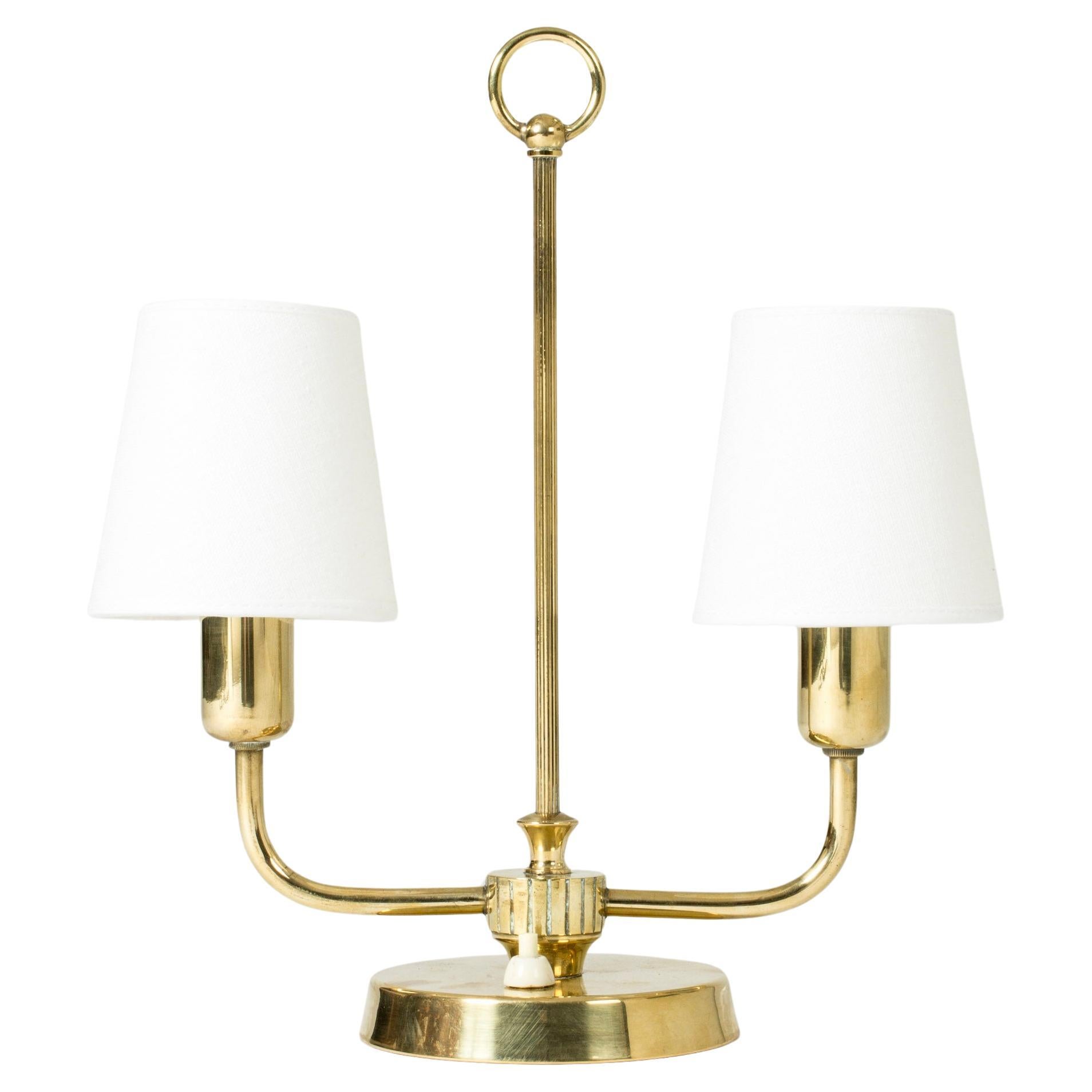 Midcentury Brass Table lamp, Uppsala Armatur Sweden, 1940s