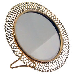 Midcentury Brass Table Mirror by Vereinigte Werkstätten, Germany 1950s