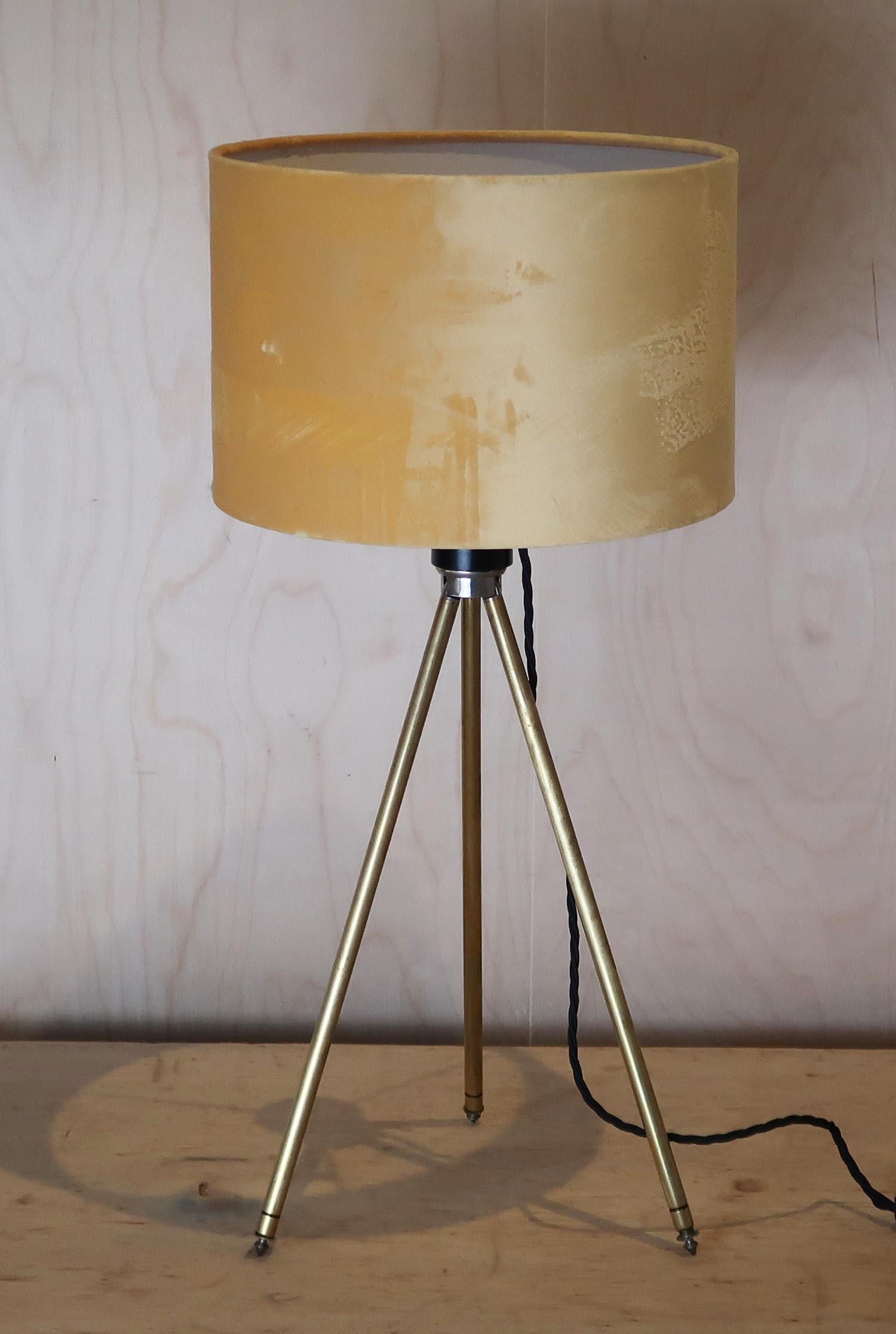 Industrial Midcentury Brass Telescopic Tripod Table Lamp For Sale