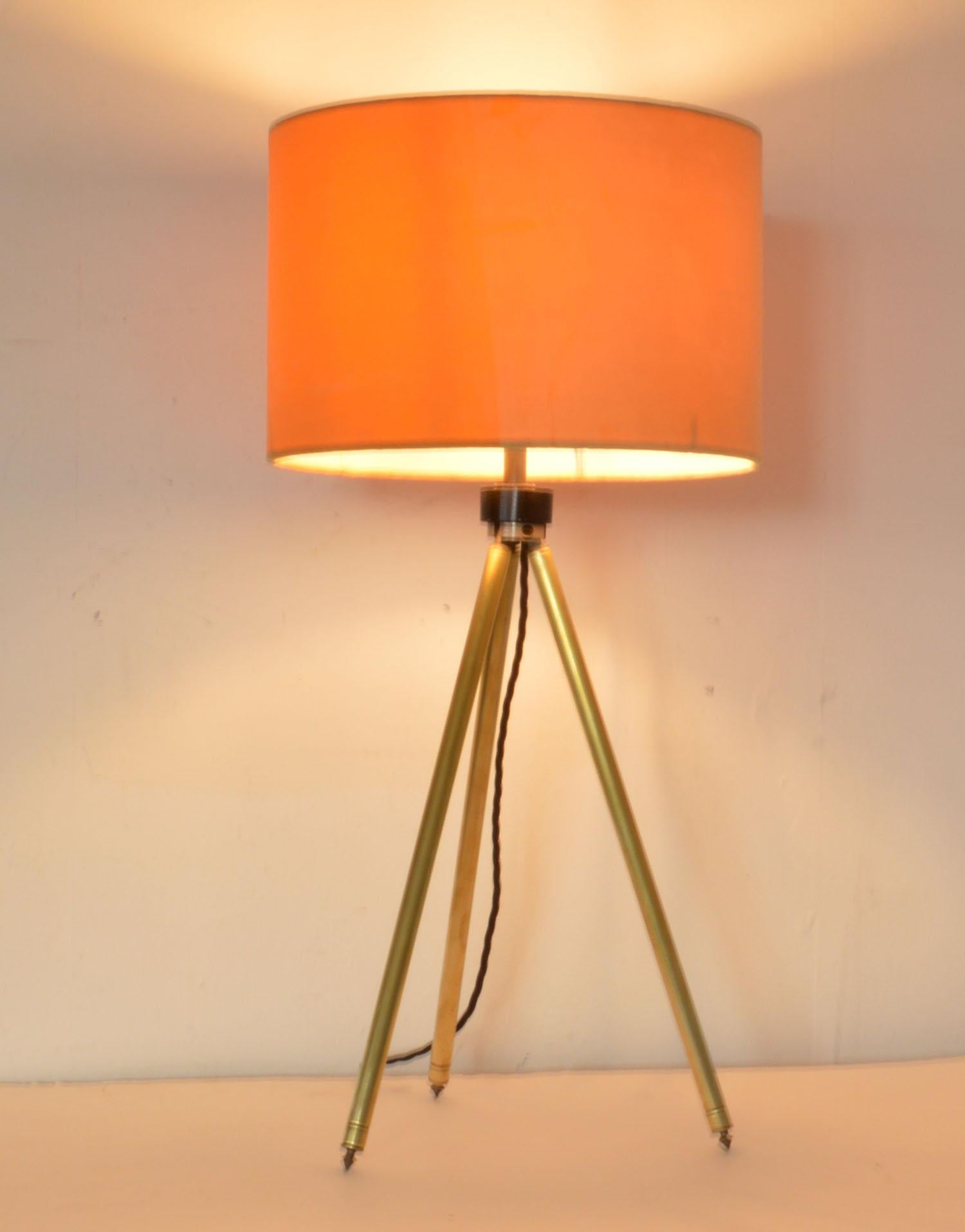 English Midcentury Brass Telescopic Tripod Table Lamp