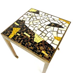 Midcentury Brass Terrazzo Mosaic Side Table, 1950s, Italy