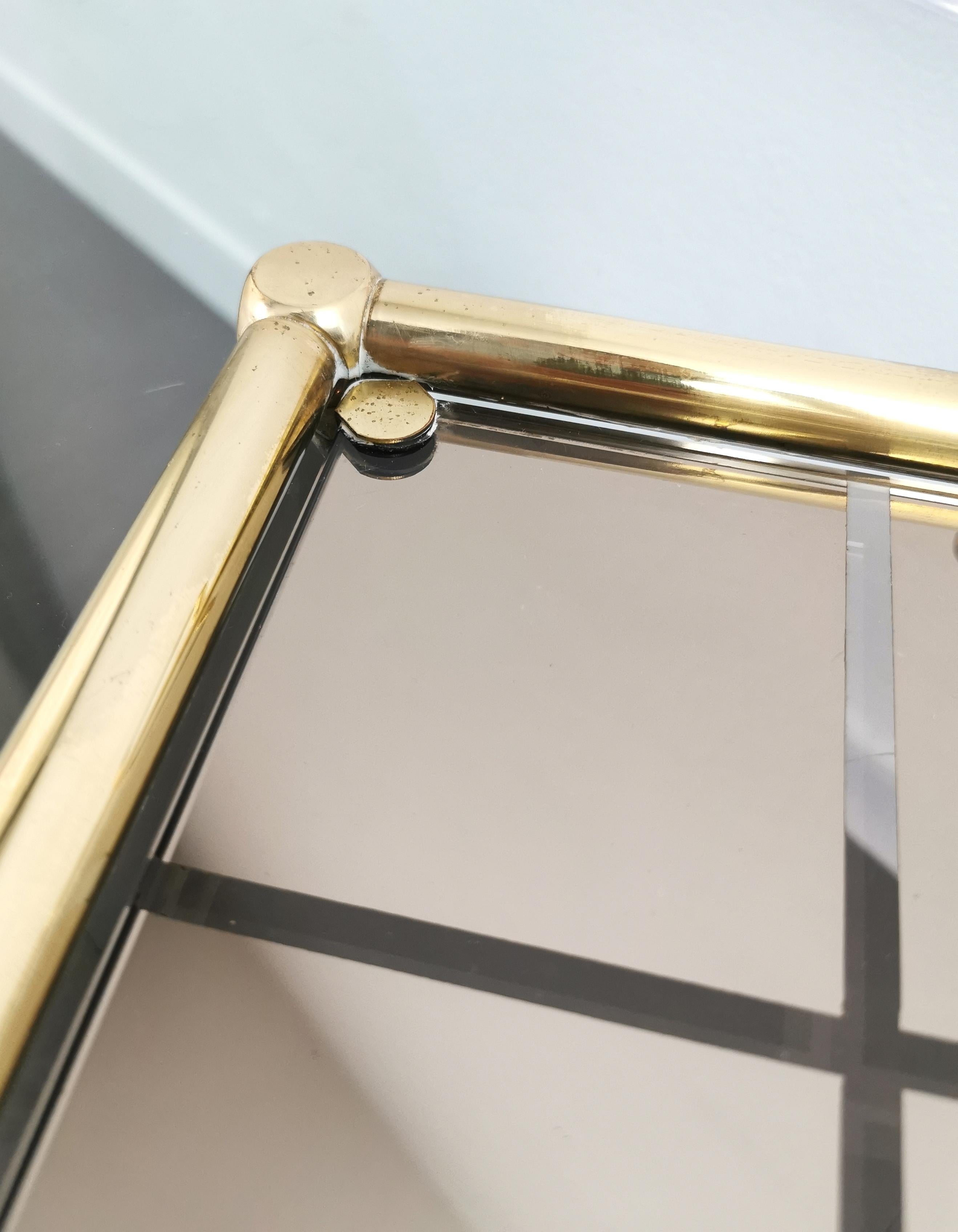 Midcentury Brass Tray Table Mirrored Glass Rectangular Italian Design, 1960s For Sale 2