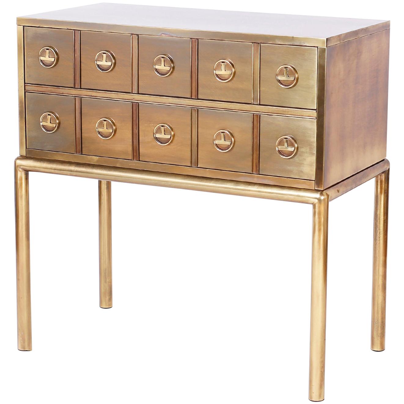 Midcentury Brass TwoDrawer Console or Sideboard at 1stDibs