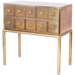 Vintage Midcentury Brass Two-Drawer Console or Sideboard