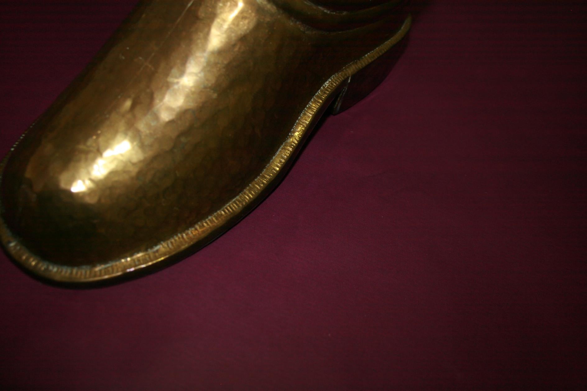 Midcentury Brass Umbrella Stand, Boot Form 1