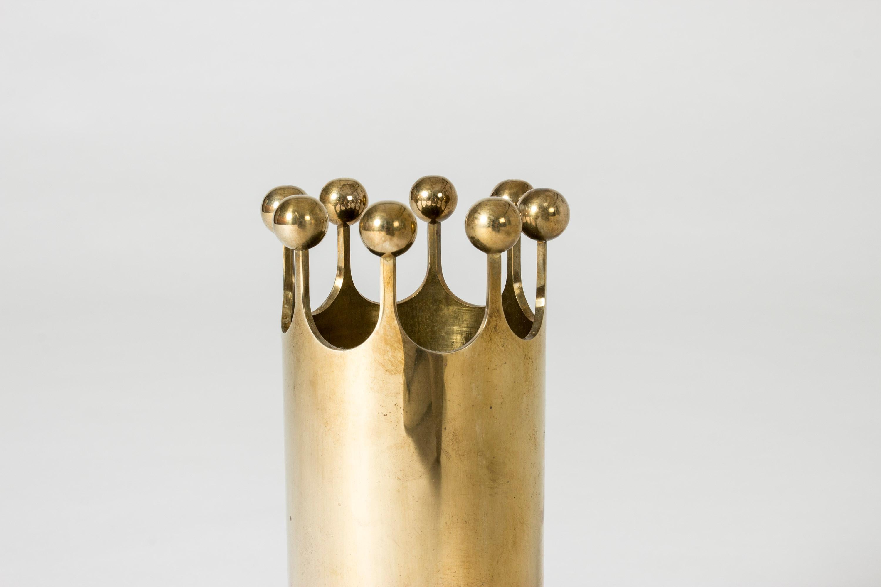 Beautiful brass vase in a crown shape by Pierre Forssell. Whimsical and luxurious at the same time.