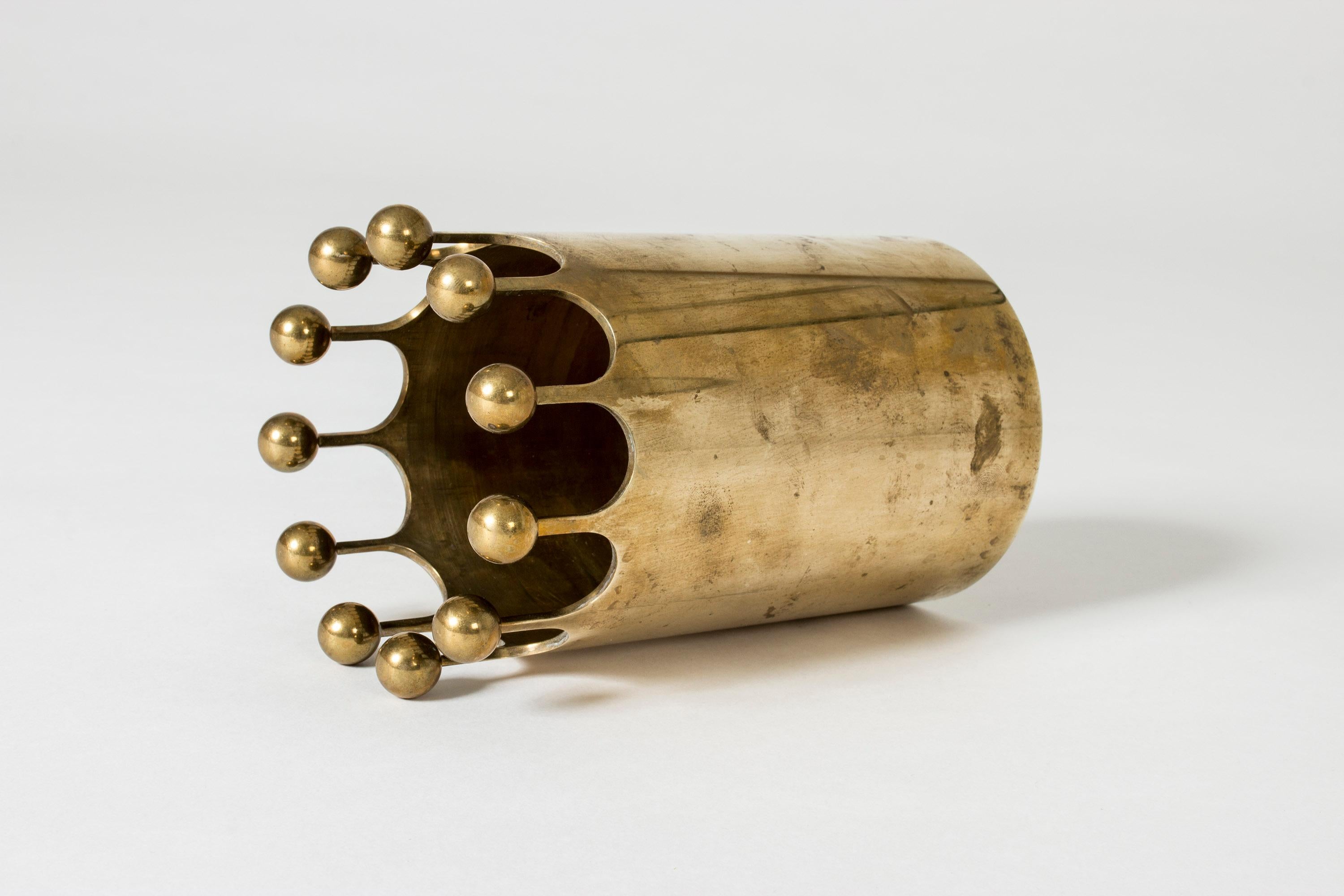 Scandinavian Modern Midcentury Brass Vase by Pierre Forssell