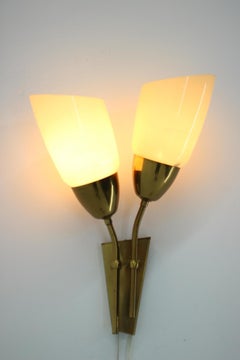 Midcentury Messing Wandlampe von Kamenicky Senov, 1970er Jahre, weitere Stücke verfügbar