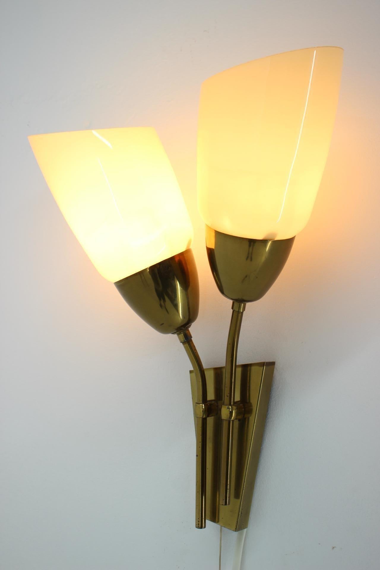 Mid-Century Modern Midcentury Brass Wall Lamp by Kamenicky Senov, 1970s, more pieces available For Sale