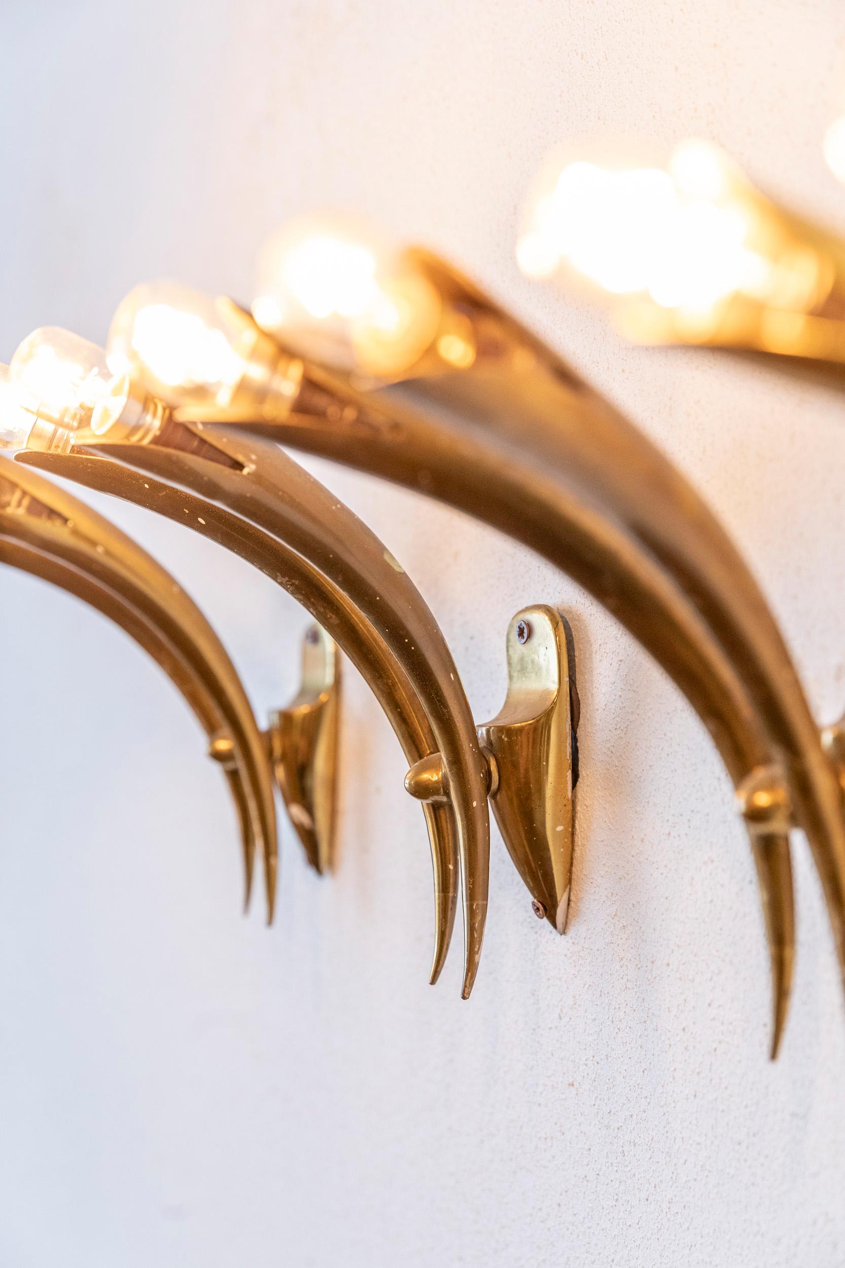 Midcentury brass wall lights by  Guglielmo UIrich, Italy 1940s 1