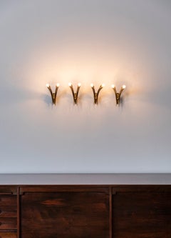 Midcentury brass wall lights by  Guglielmo UIrich, Italy 1940s