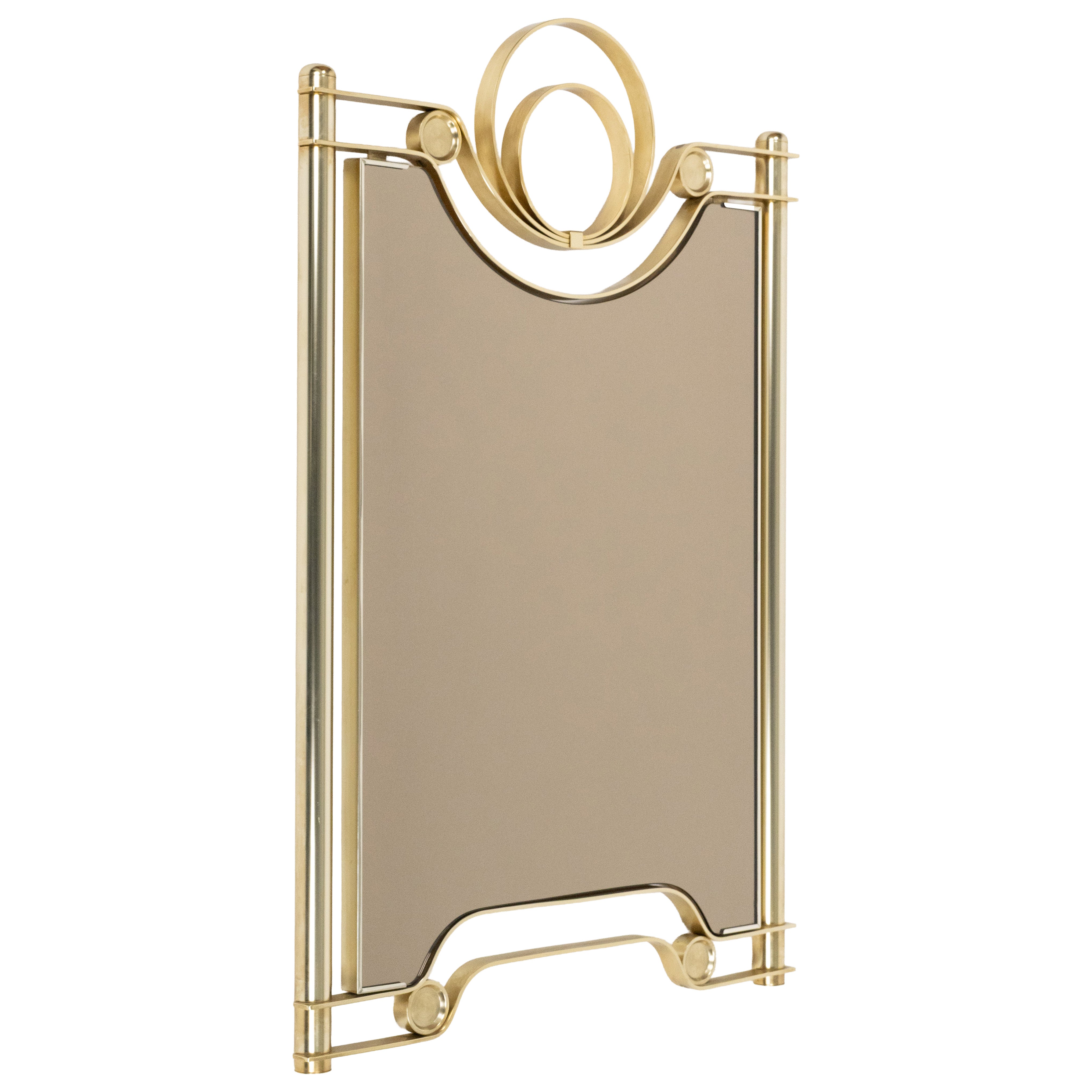 Midcentury Brass Wall Mirror Attributed to Luciano Frigerio, Italy 1970s